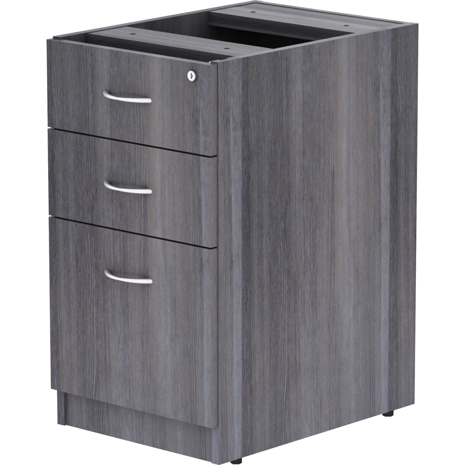 Lorell Essentials 22inD Vertical 3-Drawer Pedestal File Cabinet, Weathered Charcoal - Image 4
