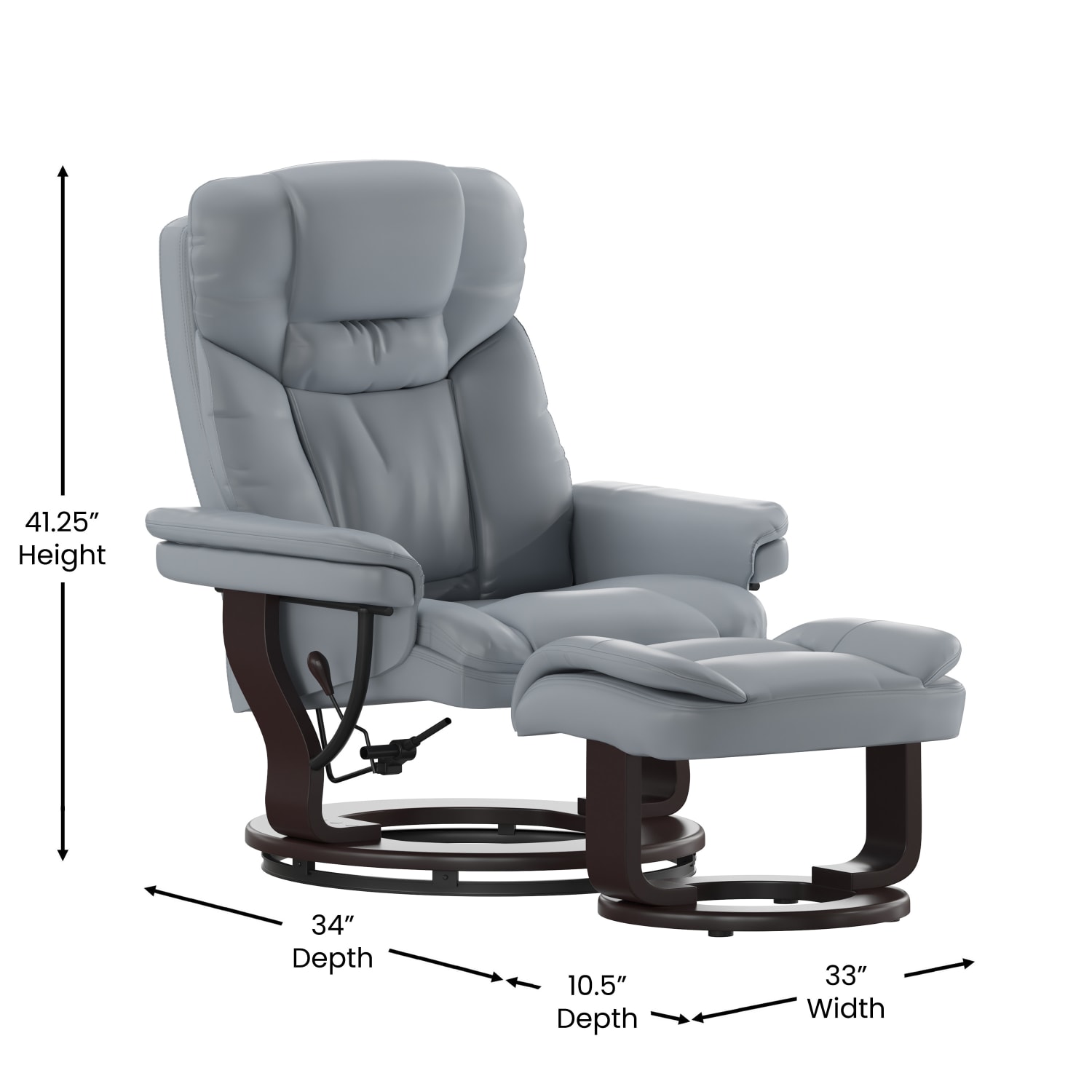 Flash Furniture Contemporary Recliner With Curved Ottoman Gray PopularChairscom