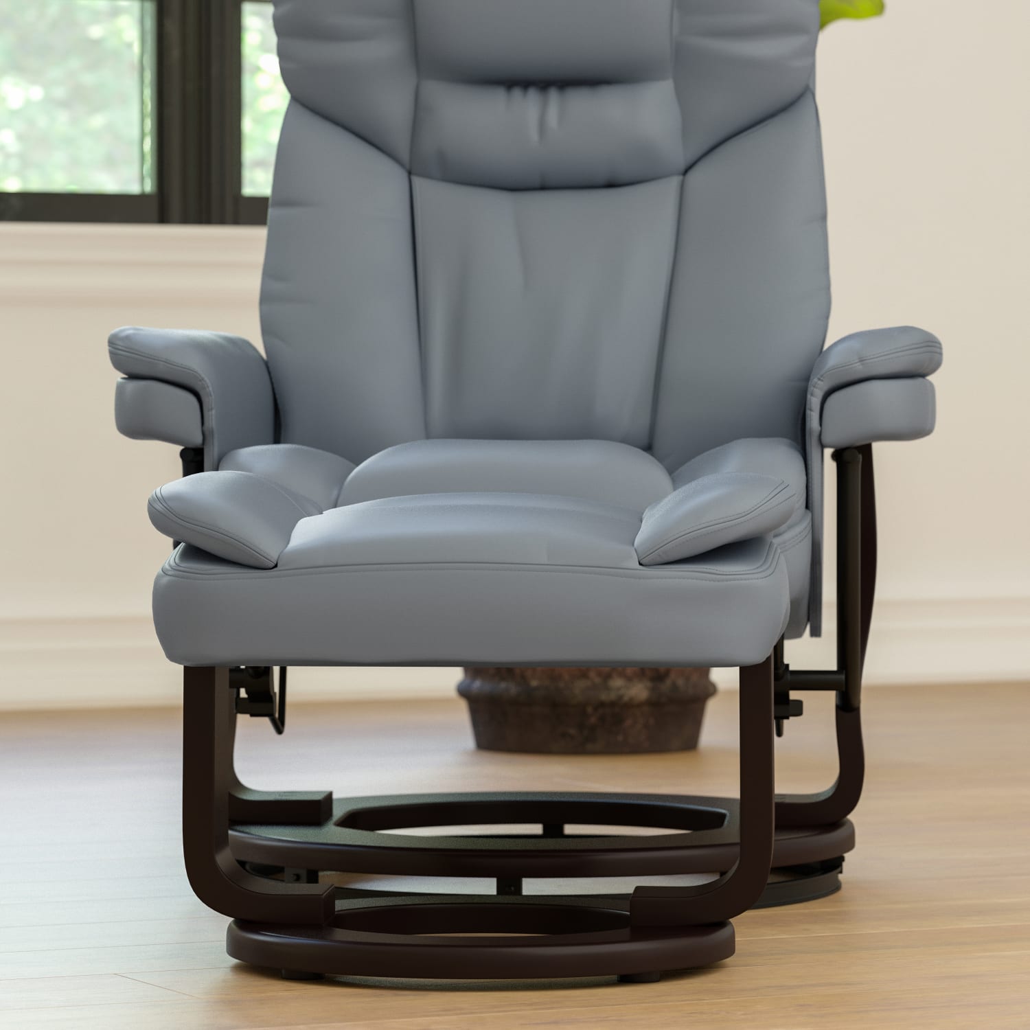 Flash Furniture Contemporary Recliner With Curved Ottoman Gray PopularChairscom