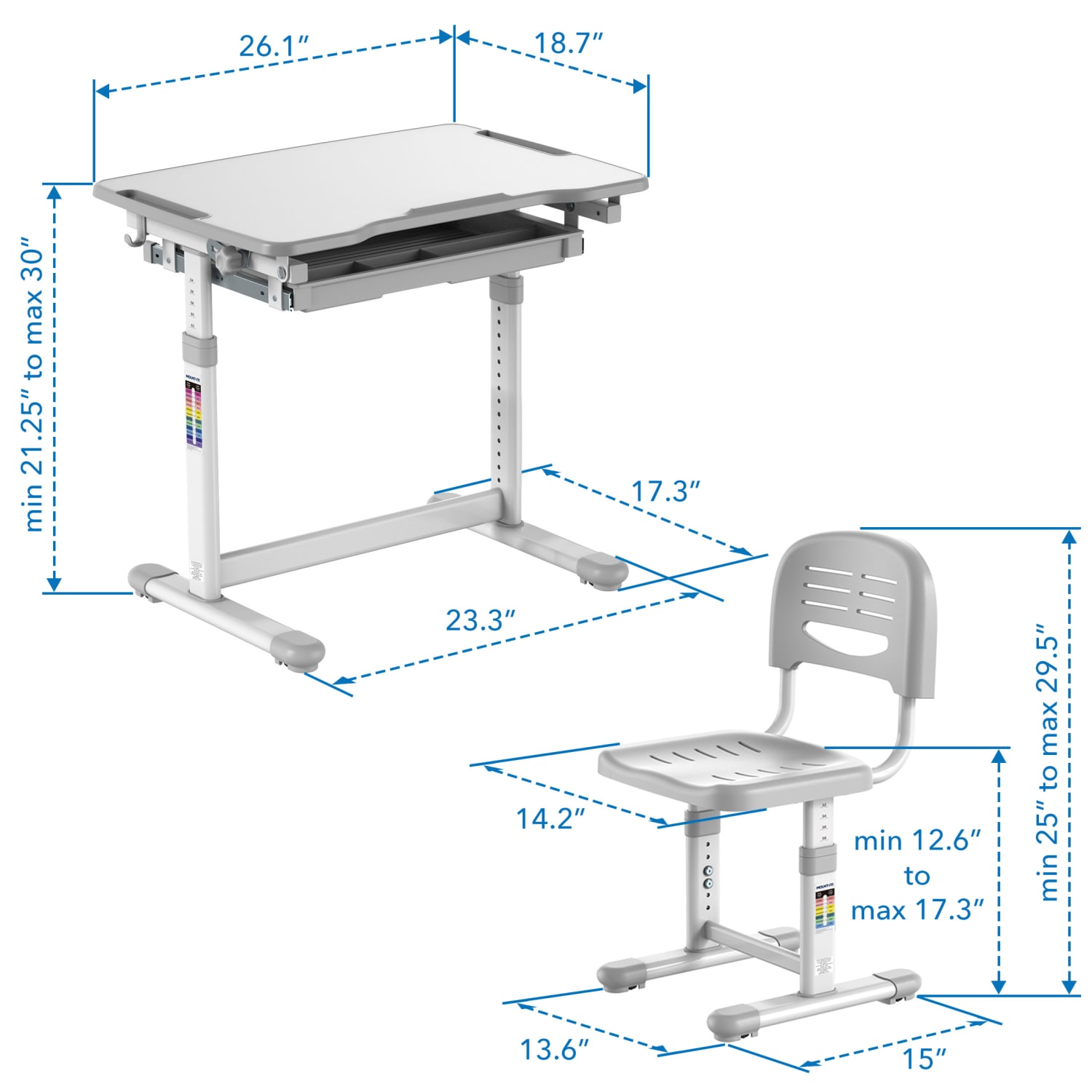 MountIt MI10201 Kids Desk And Chair Set Gray PopularChairscom Mount It MI 10201 Kids Desk And Chair Set Gray PopularChairscom