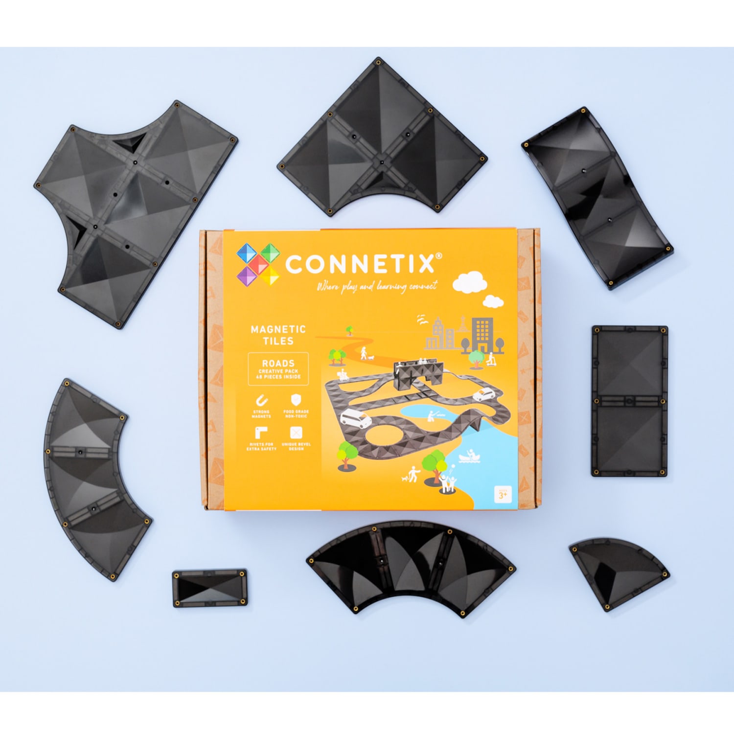 Connetix Magnetic Tiles Creative Roads Pack, 48 Pieces - Image 4