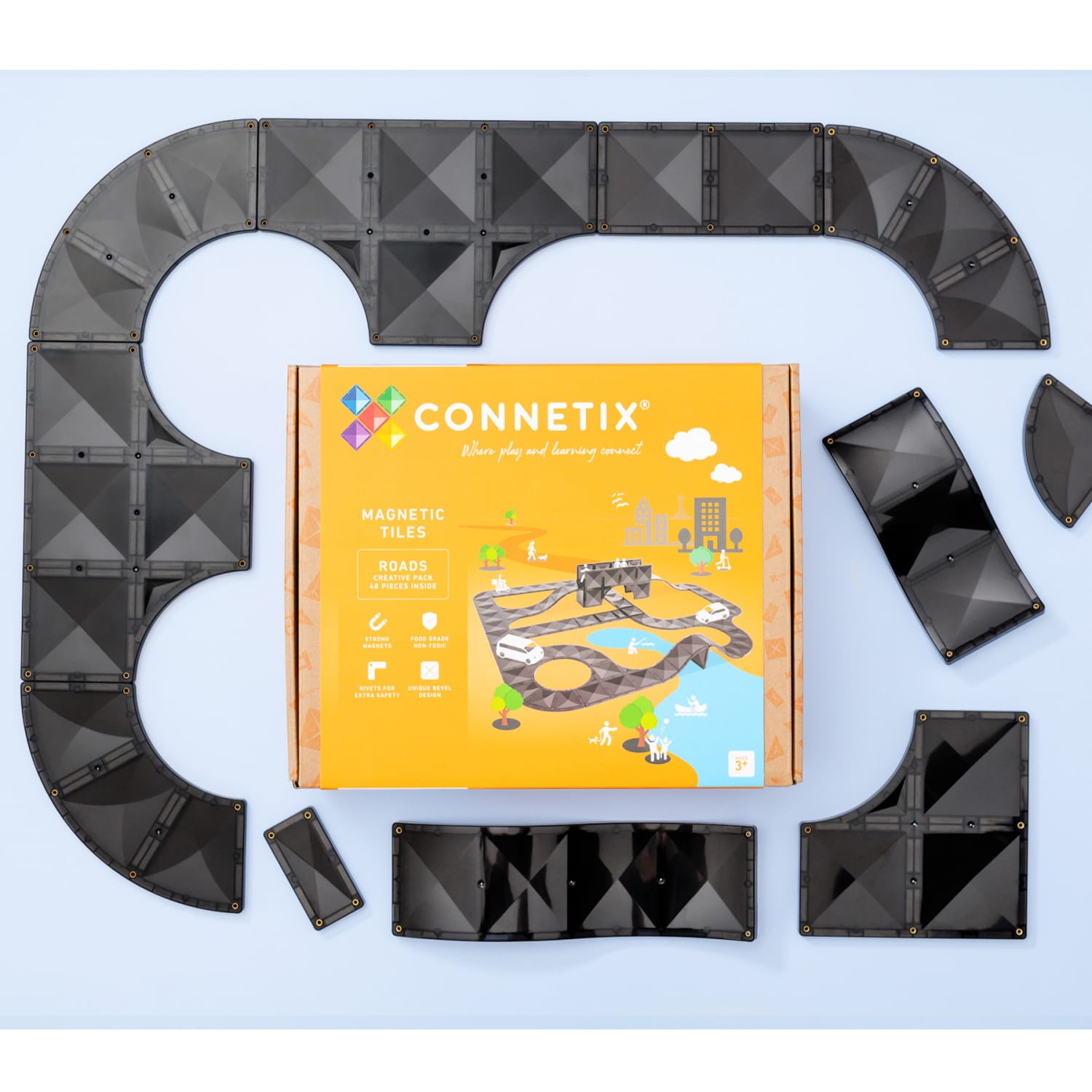 Connetix Magnetic Tiles Creative Roads Pack, 48 Pieces - Image 5
