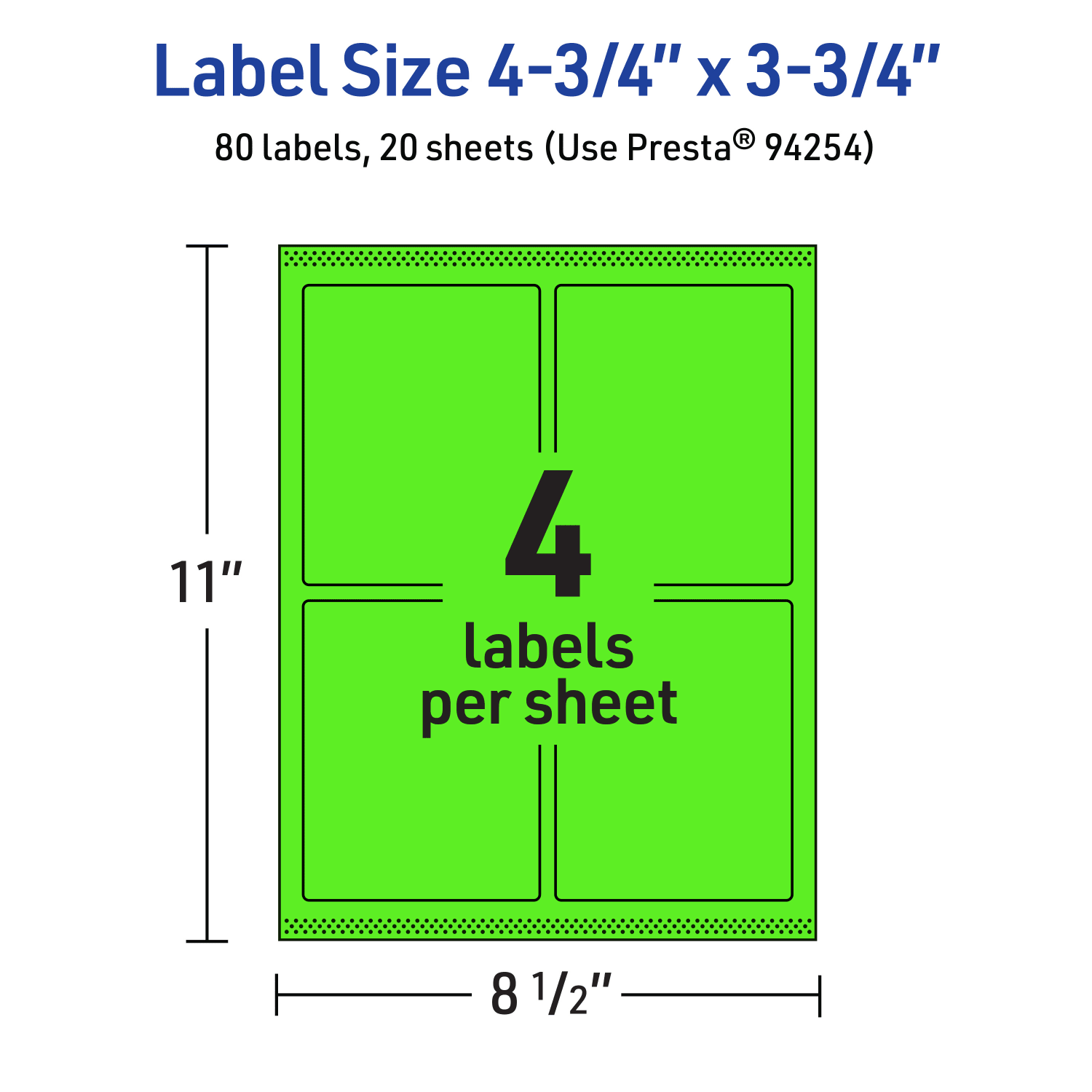 Avery Print-To-The-Edge Labels With Sure Feed Technology And Easy Peel, 94254-NGP20, Rectangle, 4-3/4in x 3-3/4in, Matte Neon Green, Pack of 80 - Image 6