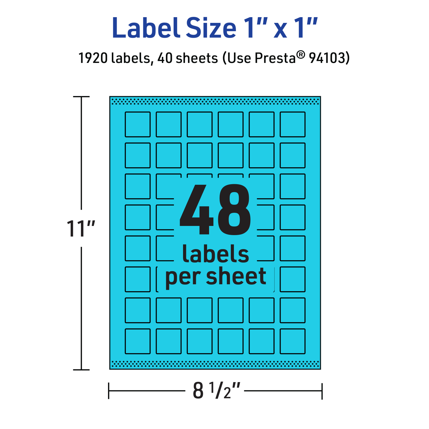 Avery Print-To-The-Edge Labels With Sure Feed Technology And Easy Peel Label Feature, 94103-BBP40, Square, 1in x 1in, Matte Bright Blue, Pack of 1920 - Image 6