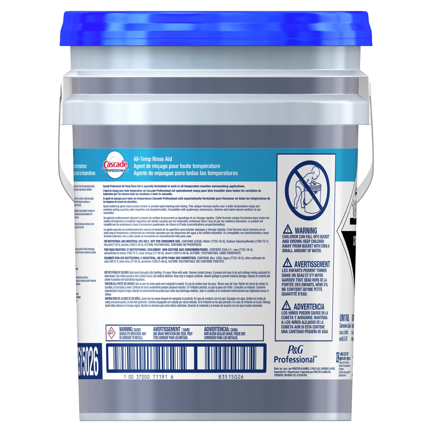 Cascade Professional All-Temperature Rinse Aid Detergent, Closed Loop, 5 Gallon, Blue - Image 4