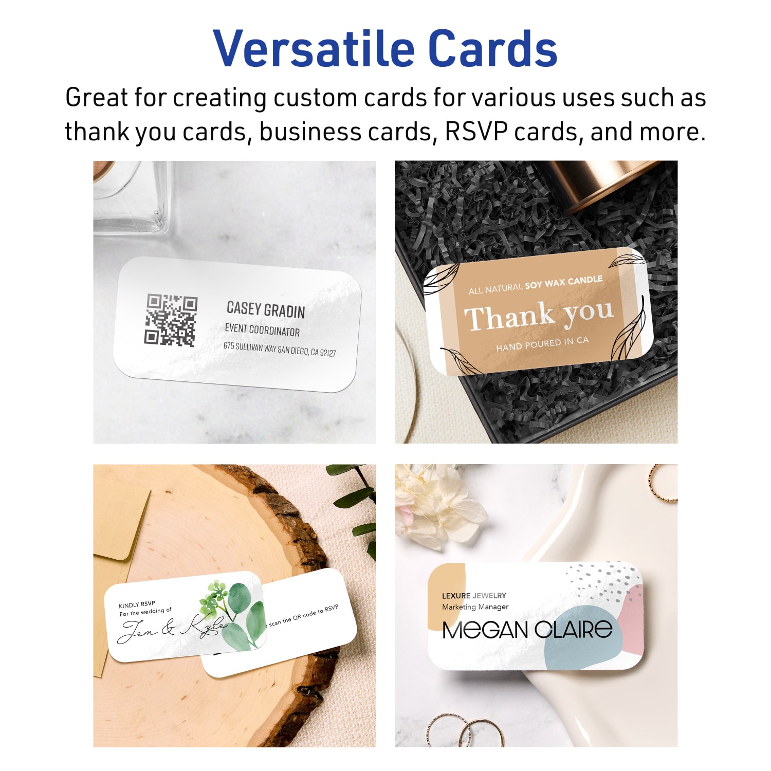 Avery Printable Rounded Corner Mini Business Cards With Sure Feed Technology, Print-To-The-Edge, 1.75inx3.5in, Glossy White, Pack Of 400 - Image 4
