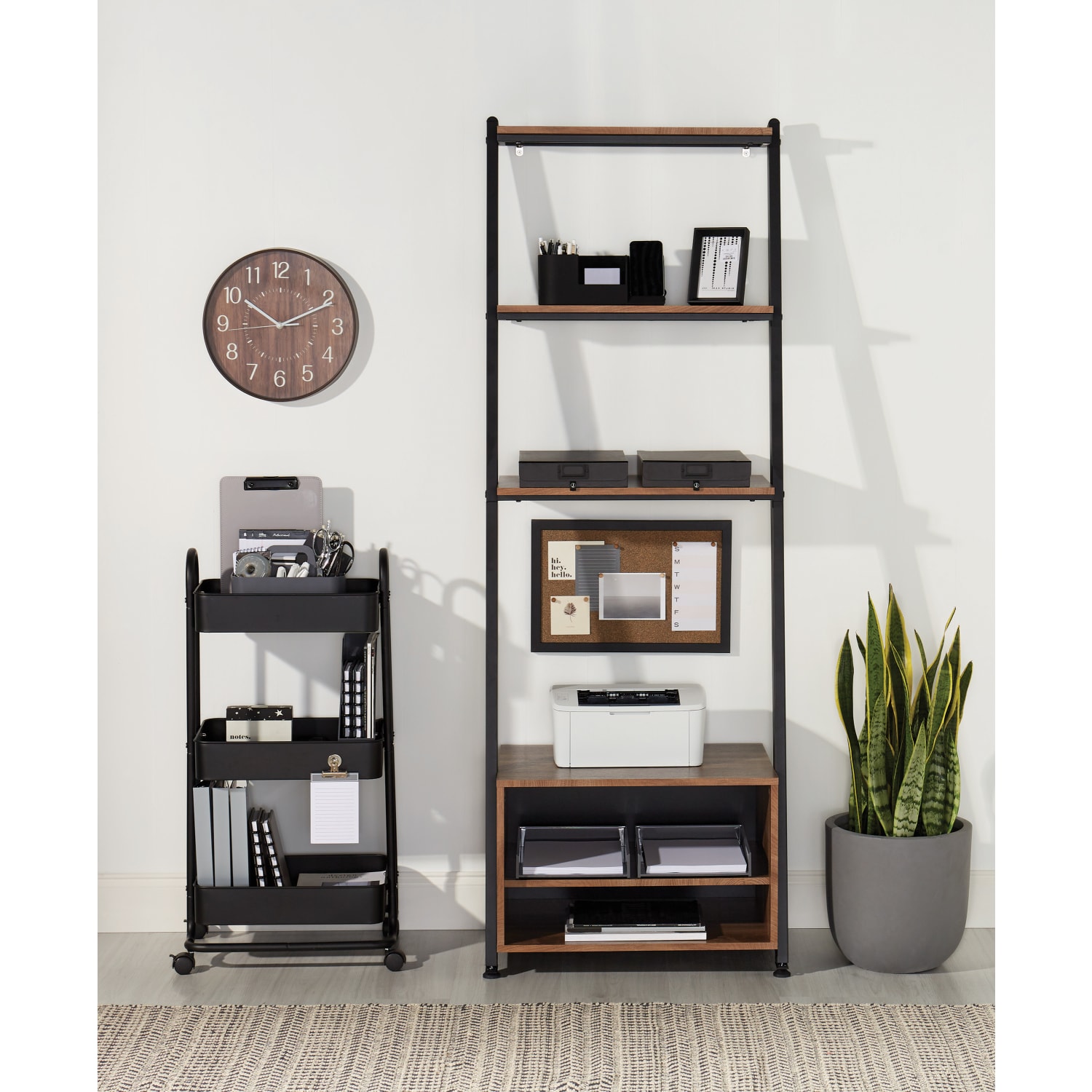 Realspace Mobile 3-Tier Storage Cart, 35-5/8inH x 17-15/16inW x 14-5/16inD, Black - Image 6