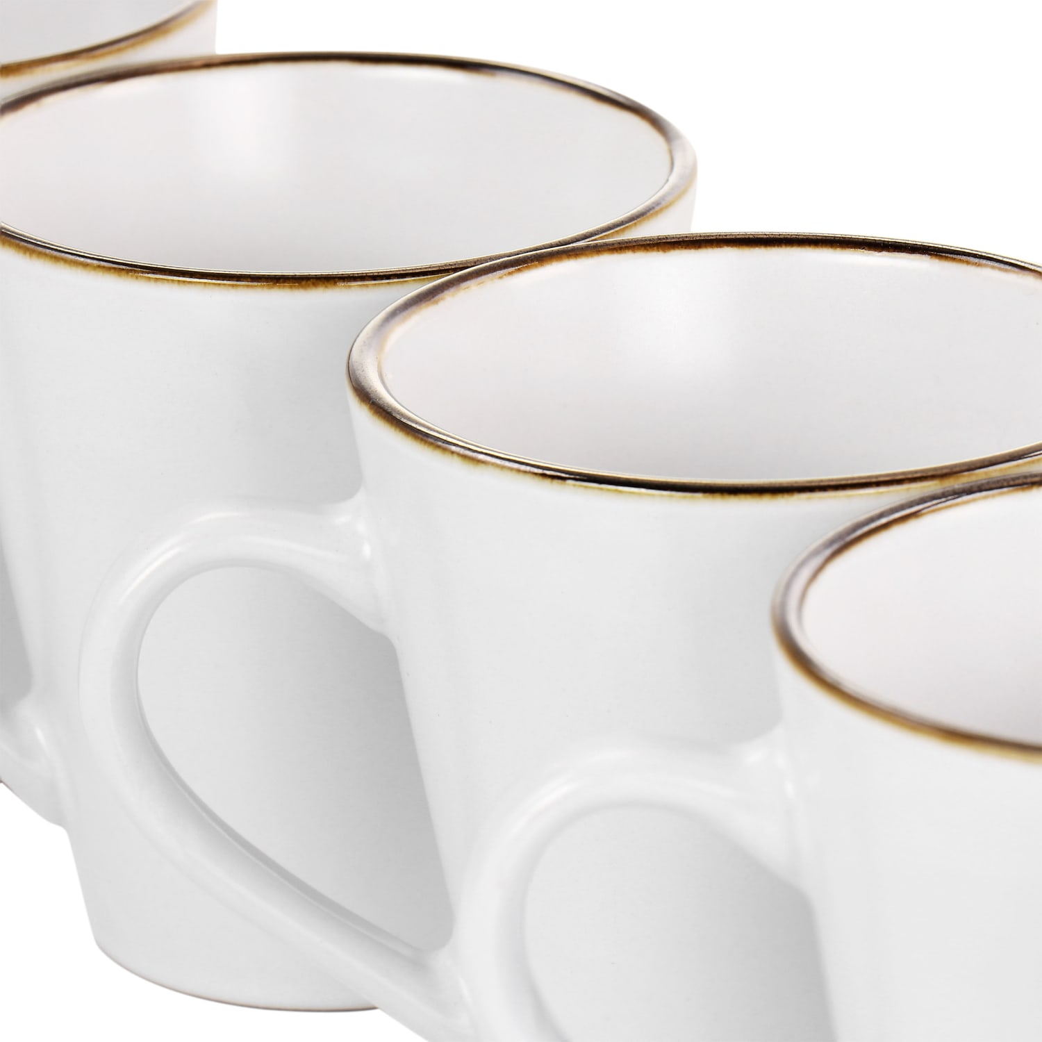 Elama Arthur 6-Piece Stoneware Mug Set, Matte White/Gold - Image 6