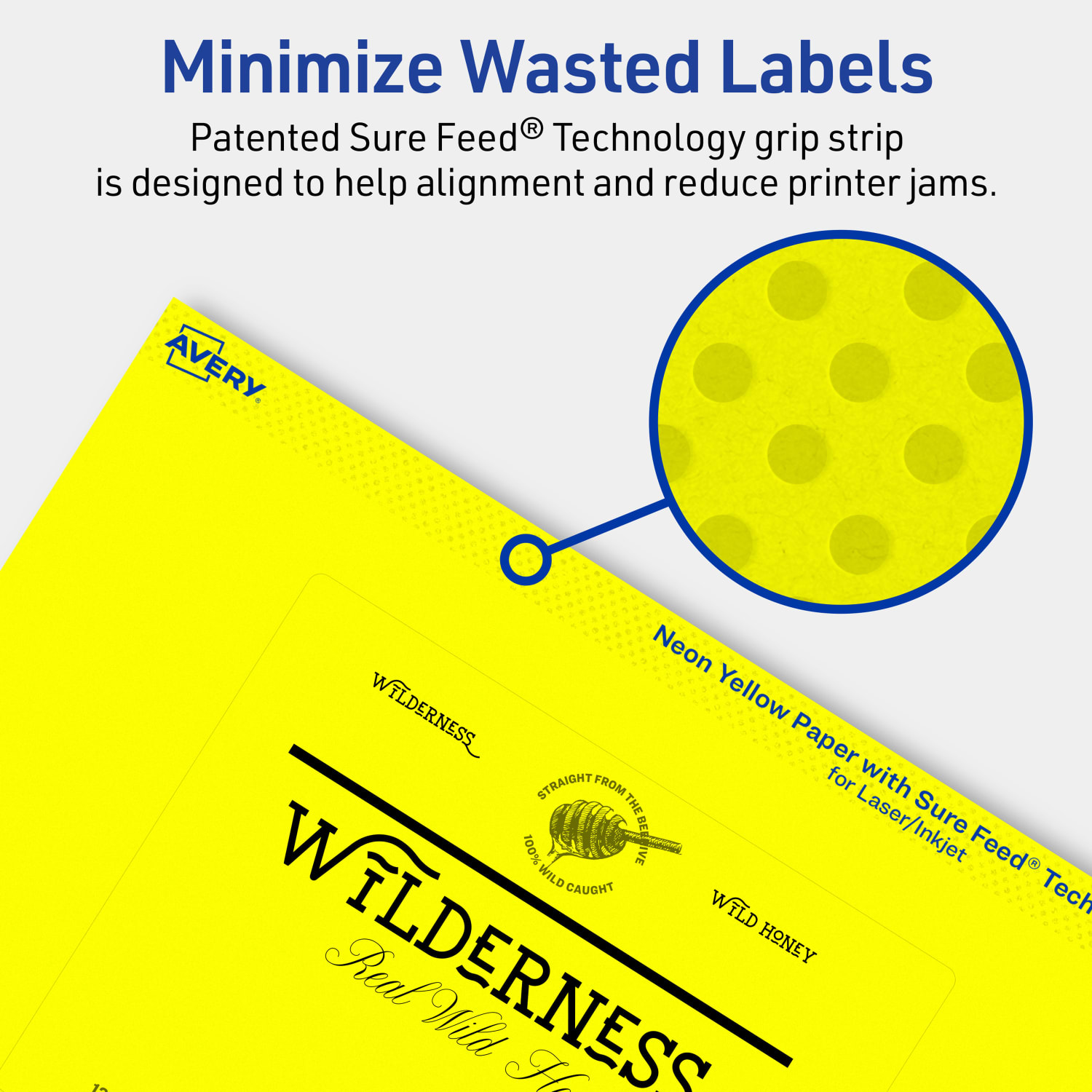Avery Print-To-The-Edge Labels With Sure Feed Technology, 94253-NYP40, Rectangle, 4in x 5in, Matte Neon Yellow, Pack of 80 - Image 5