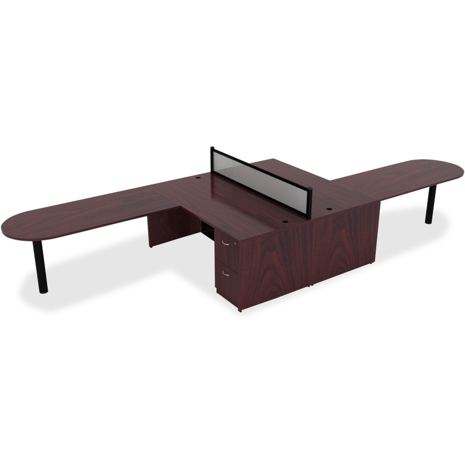 Lorell Essentials 72inW Rectangular Shell Computer Desk, Mahogany - Image 6