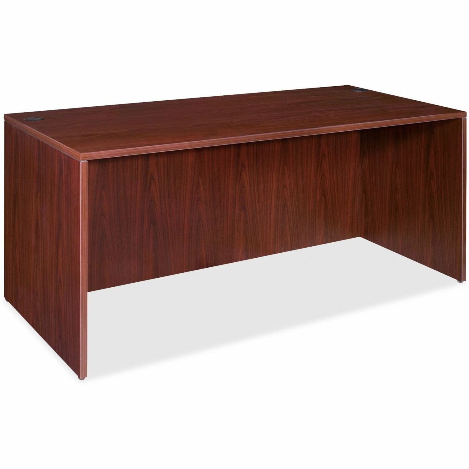 Lorell Essentials 66inW Rectangular Shell Computer Desk, Mahogany - Image 3