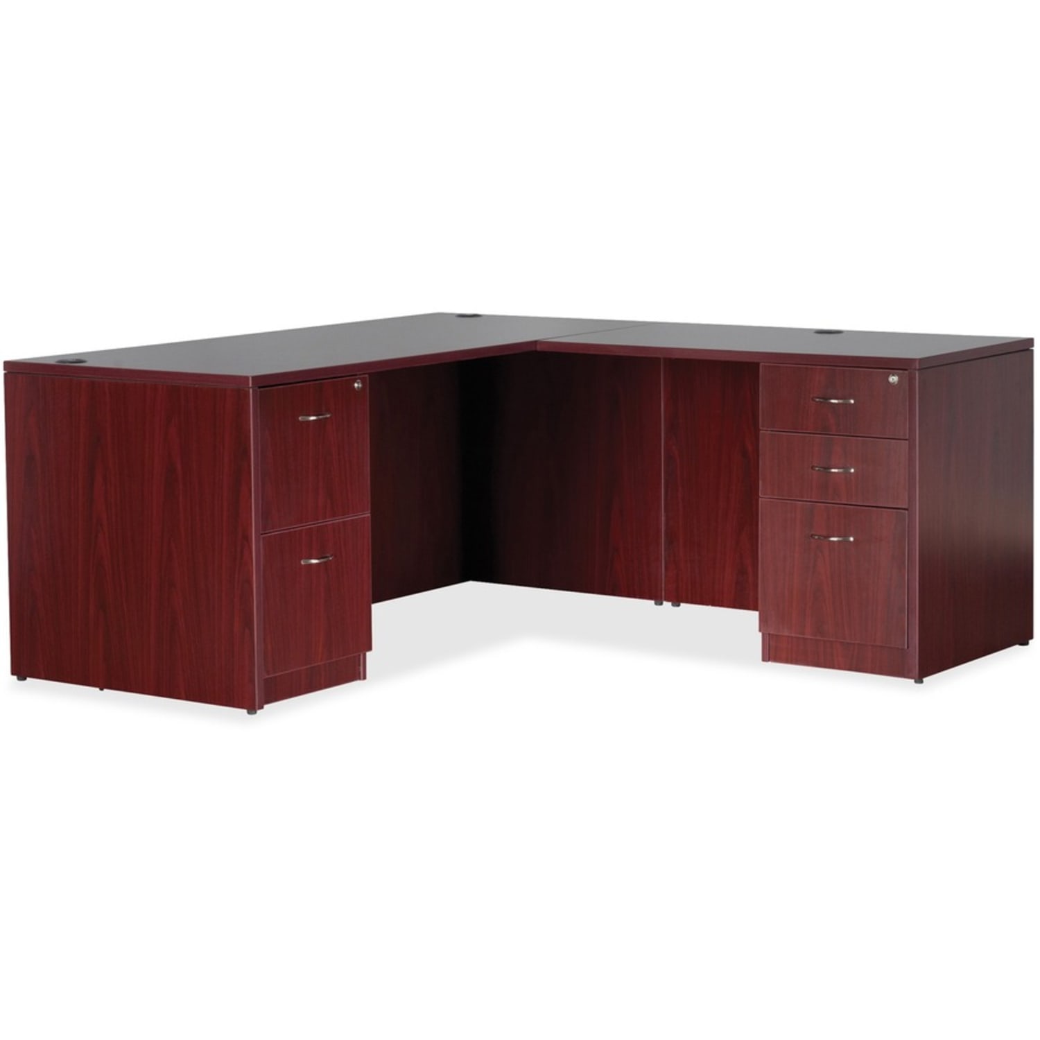 Lorell Essentials 66inW Rectangular Shell Computer Desk, Mahogany - Image 5