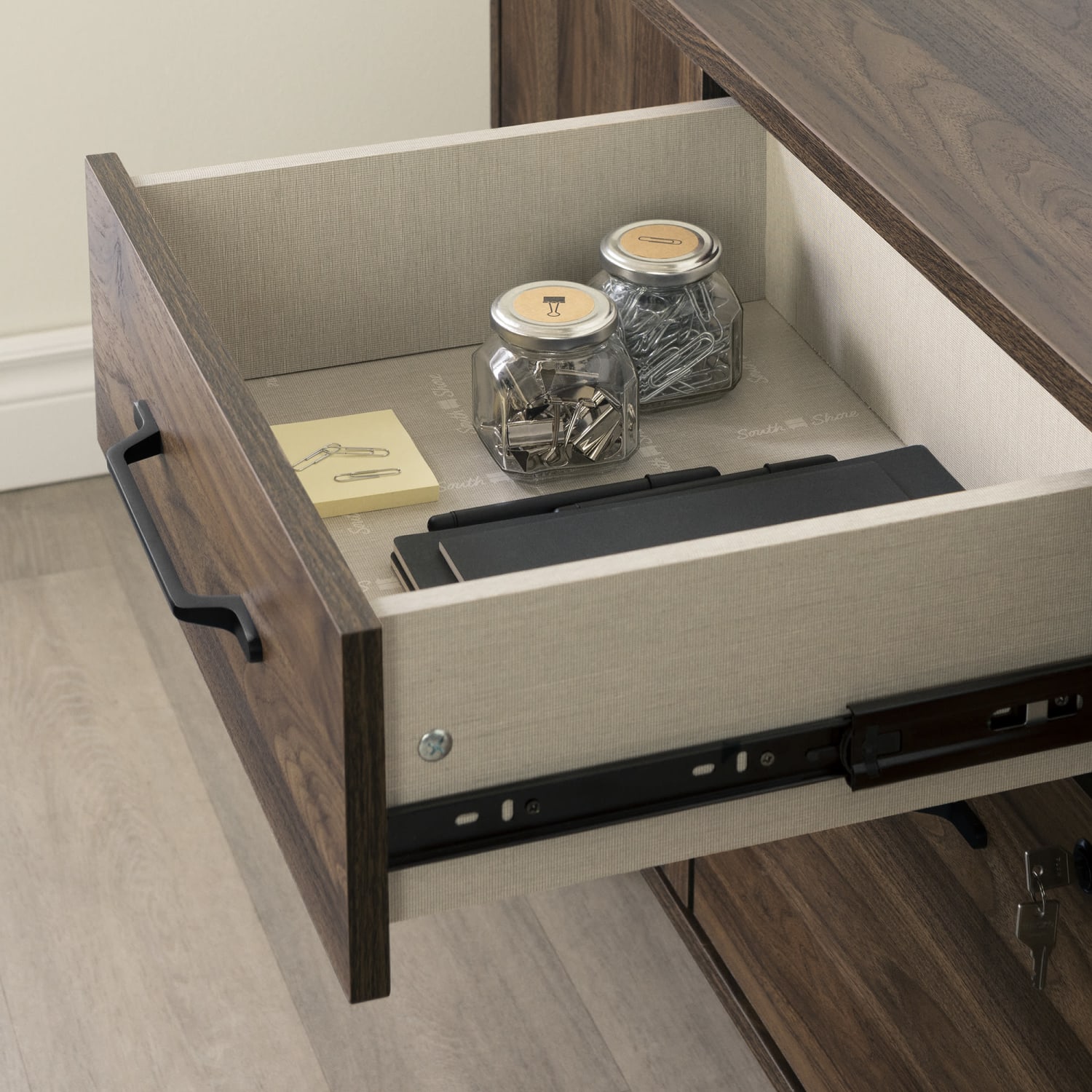 South Shore Helsy 47-3/4inW x 18-1/2inD Lateral 2-Drawer File Cabinet Credenza, Natural Walnut - Image 6