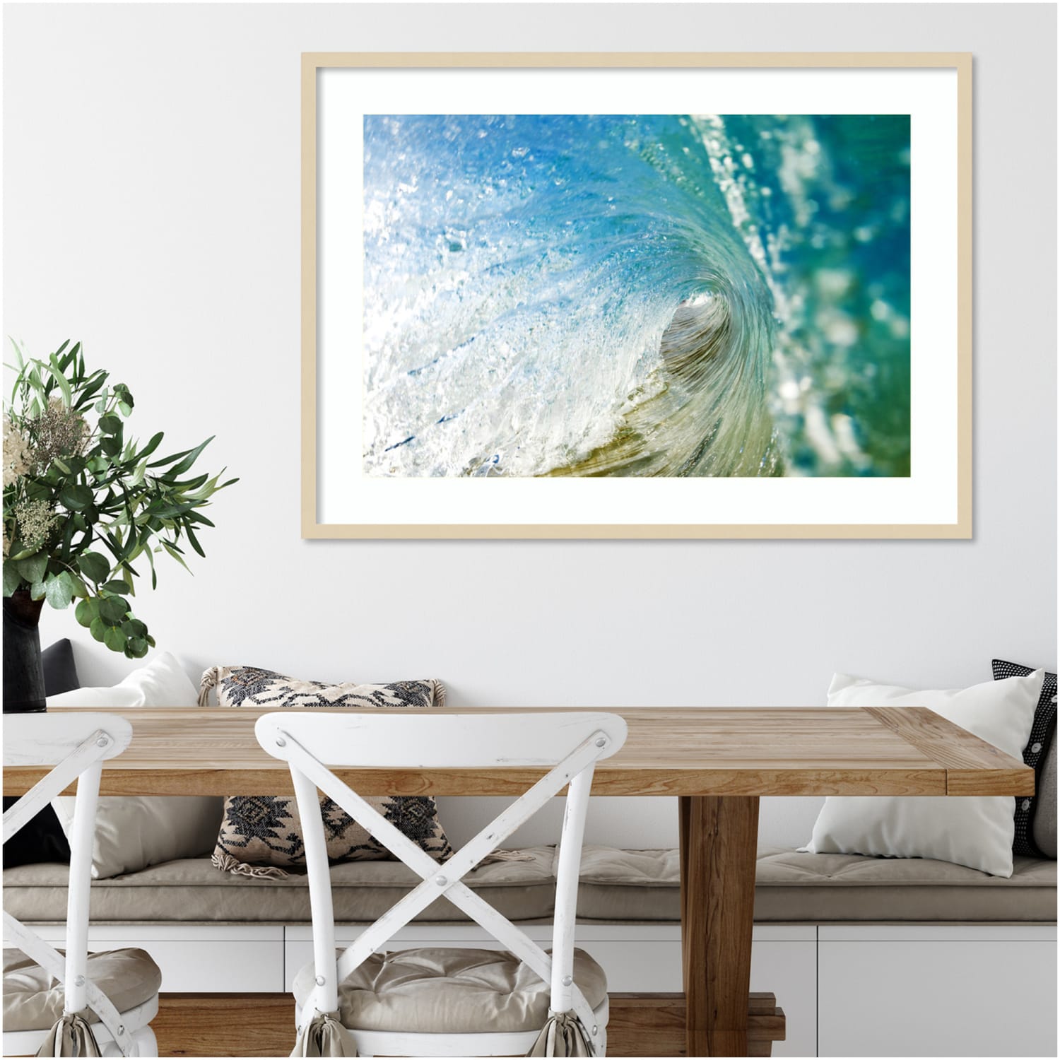 Amanti Art Beautiful Hawaiian Wave by Design Pics Wood Framed Wall Art Print, 30inH x 41inW, Natural - Image 3