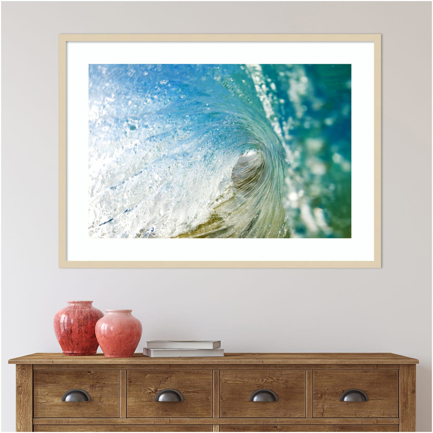 Amanti Art Beautiful Hawaiian Wave by Design Pics Wood Framed Wall Art Print, 30inH x 41inW, Natural - Image 5