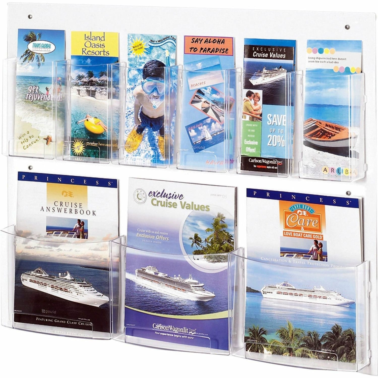 Safco Nine Compartment Magazine/Pamphlet Display - 9 Compartment(s) - Compartment Size : 7in x 2in x 9.12in - 23.50in Height x 28in Width x 3in Depth - Break Resistant - Clear - Polycarbonate, Polyethylene - 1 Each - Image 3
