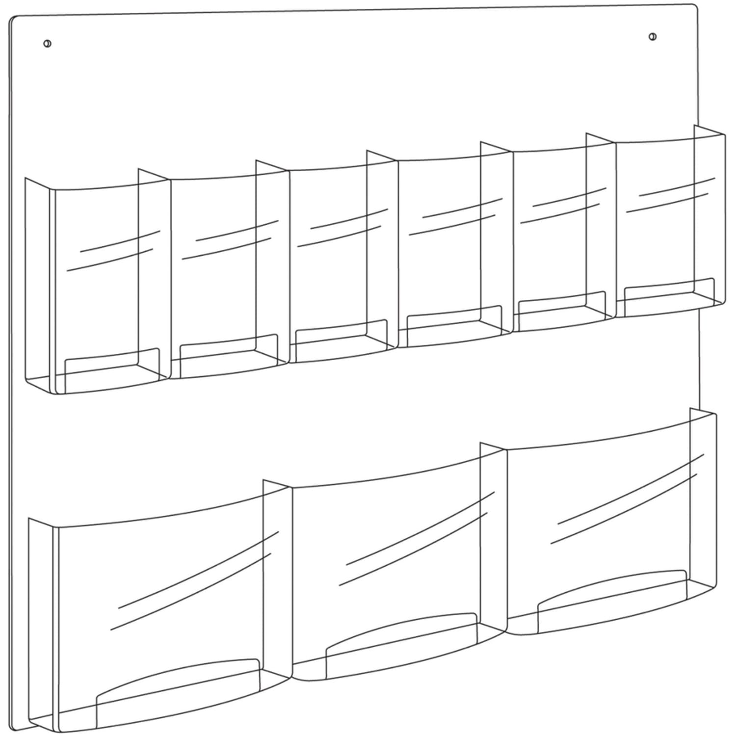 Safco Nine Compartment Magazine/Pamphlet Display - 9 Compartment(s) - Compartment Size : 7in x 2in x 9.12in - 23.50in Height x 28in Width x 3in Depth - Break Resistant - Clear - Polycarbonate, Polyethylene - 1 Each - Image 5