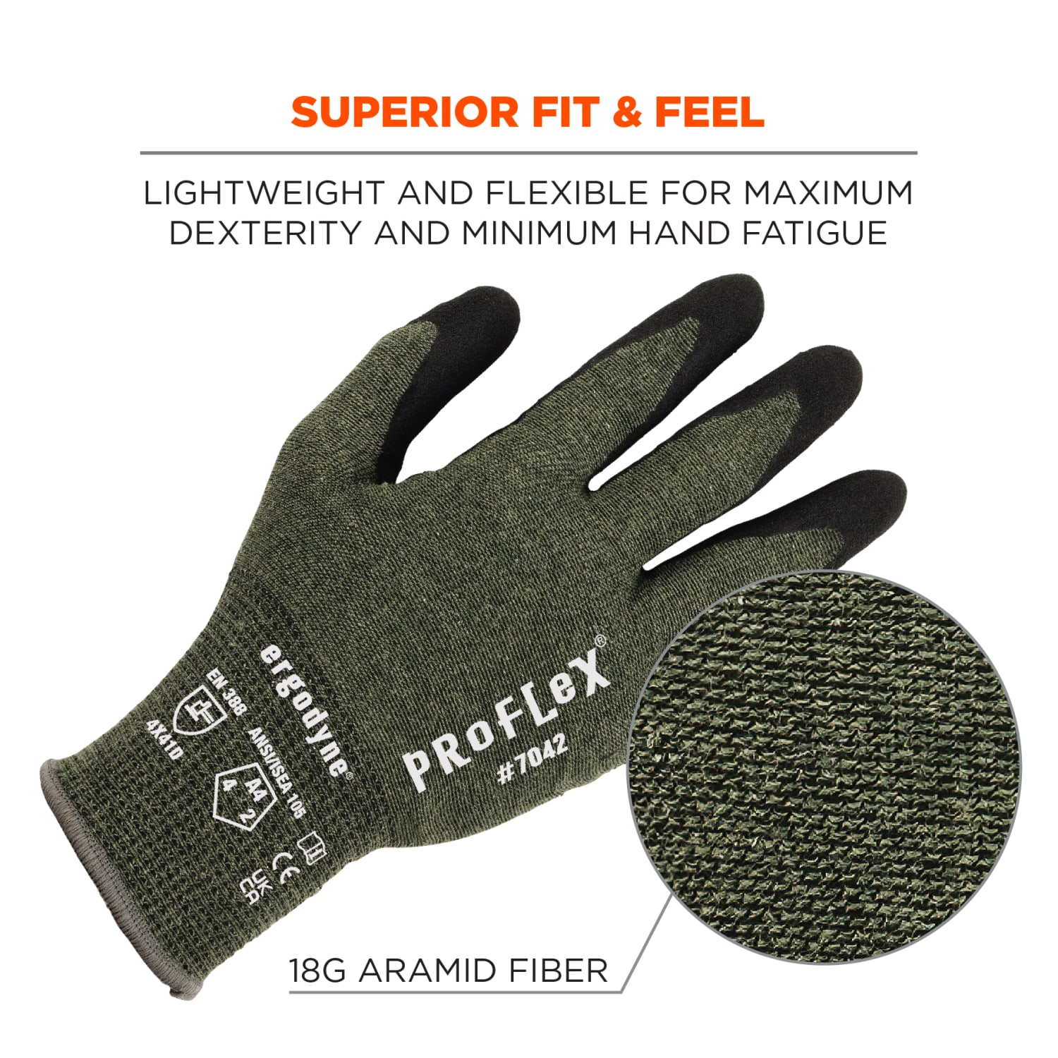 Ergodyne Proflex 7042 Nitrile-Coated Cut-Resistant Gloves, Green, 2X - Image 6
