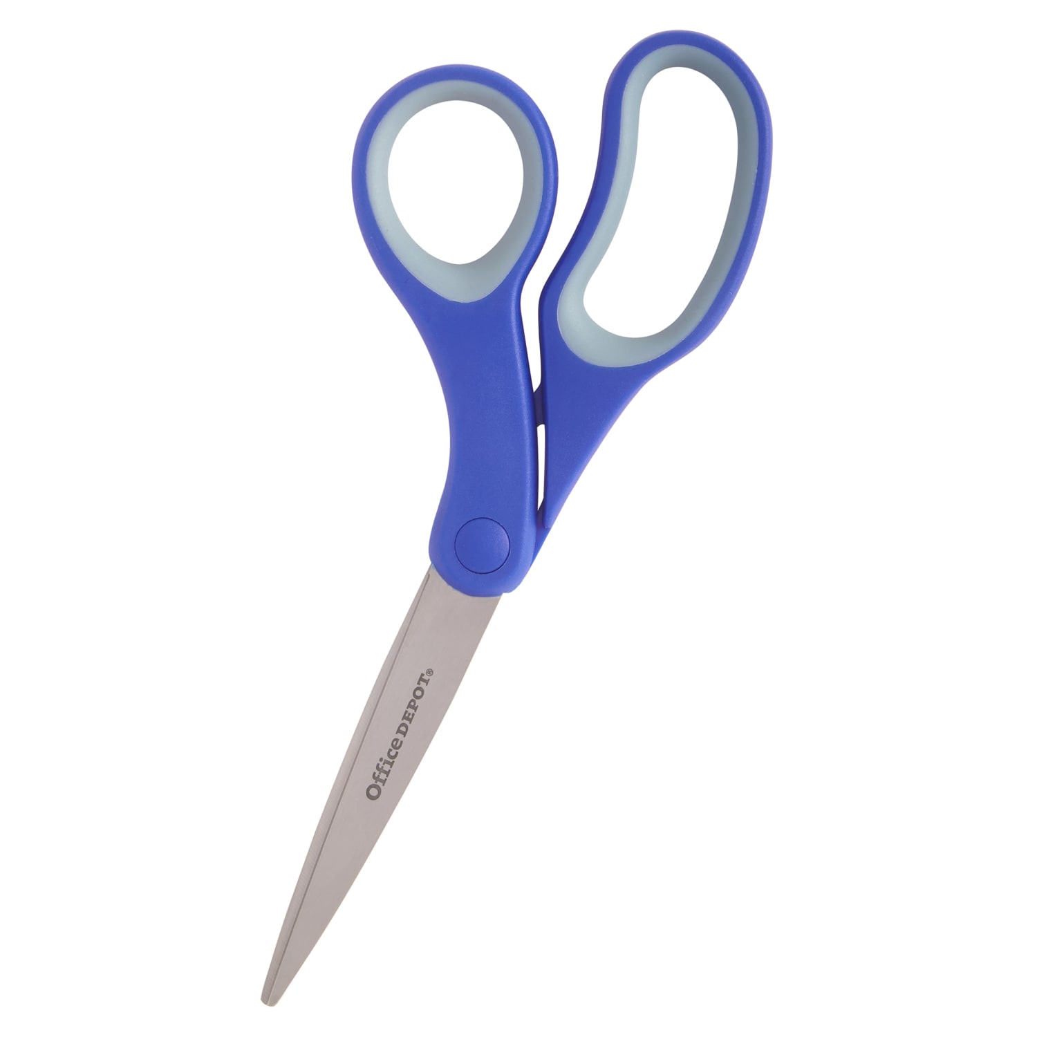 Office Depot Brand Soft Handle Stainless Steel Scissors, 8in, Bent, Blue/Gray, Pack Of 5 Scissors - Image 3