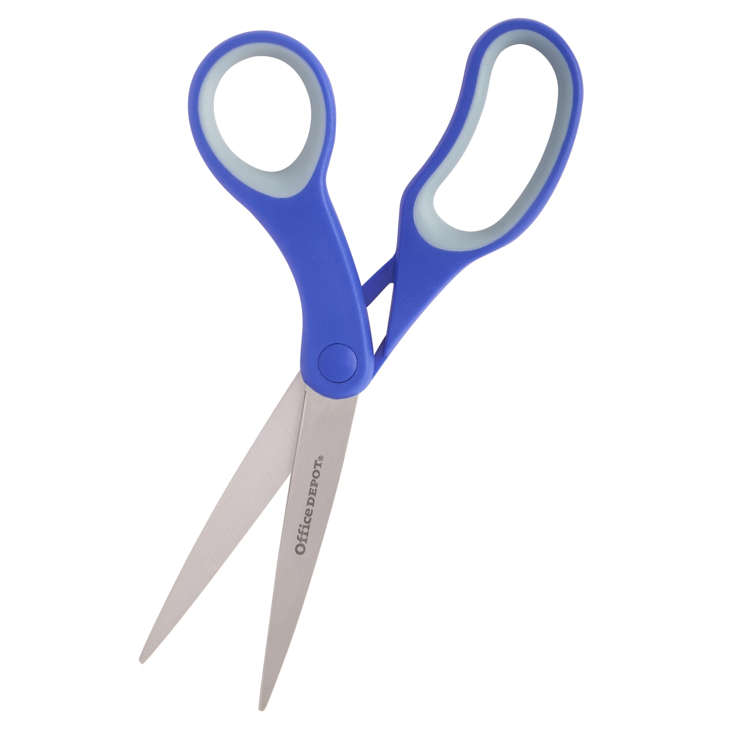 Office Depot Brand Soft Handle Stainless Steel Scissors, 8in, Bent, Blue/Gray, Pack Of 5 Scissors - Image 5