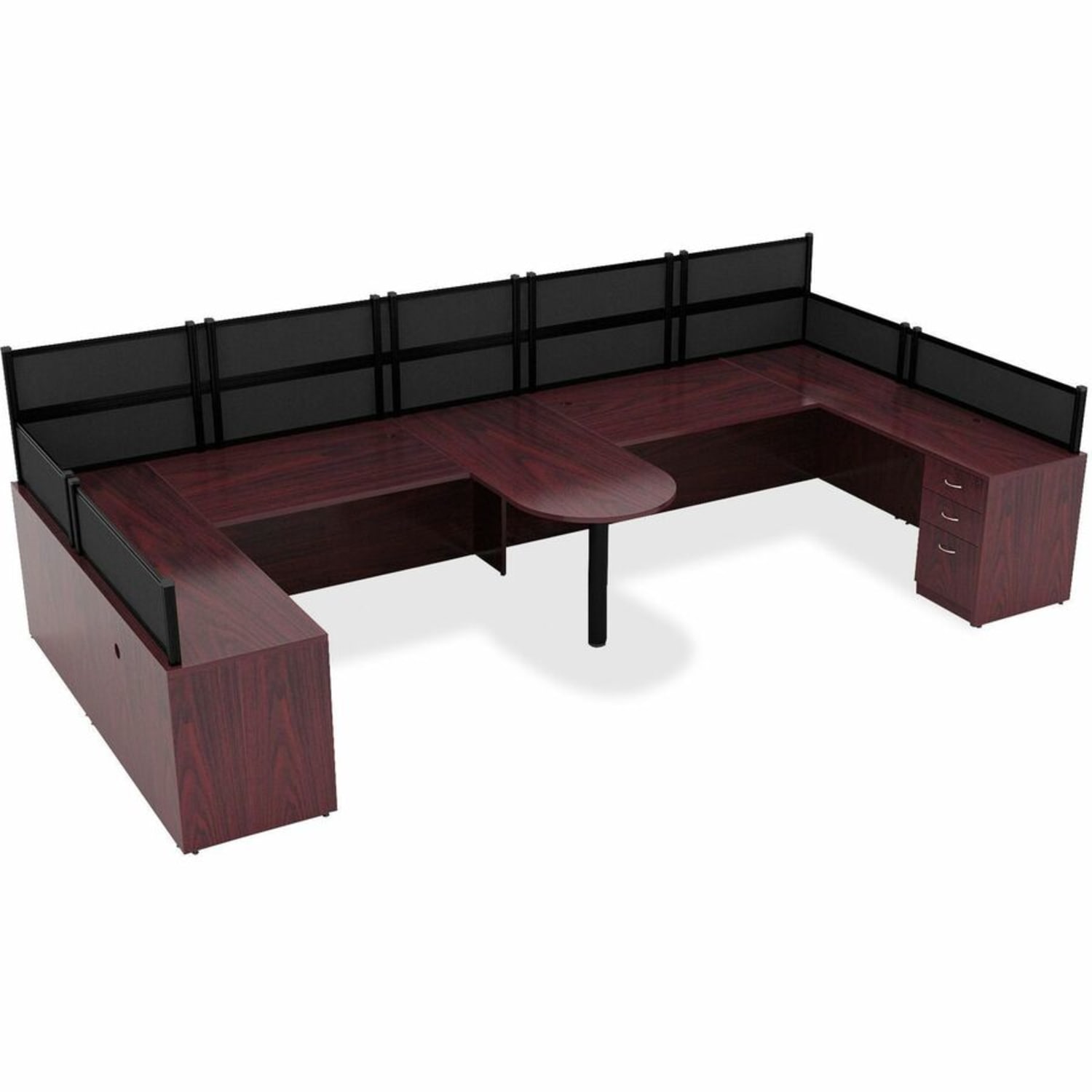 Lorell Essentials 66inW Desk Peninsula, Mahogany - Image 5