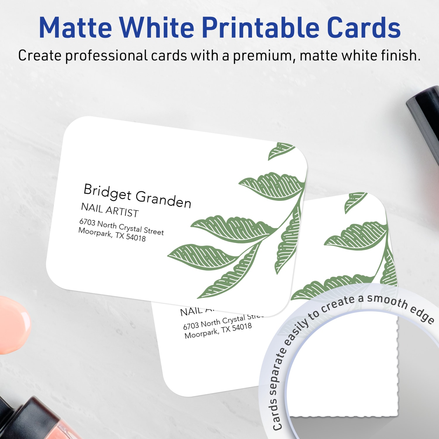 Avery Printable Rounded Corner Business Cards With Sure Feed Technology, Print-To-The-Edge, 2.5inx3.5in, Matte White, Pack Of 300 - Image 3