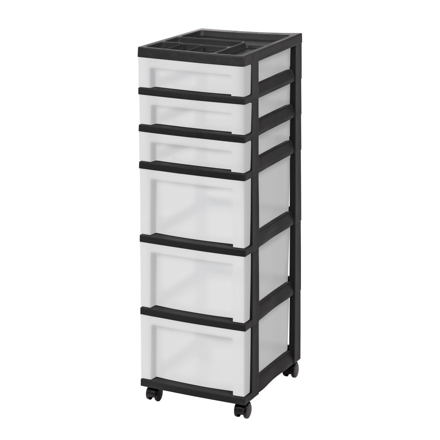Iris Mini Chest, 6 Drawers, 67 Qt, Black