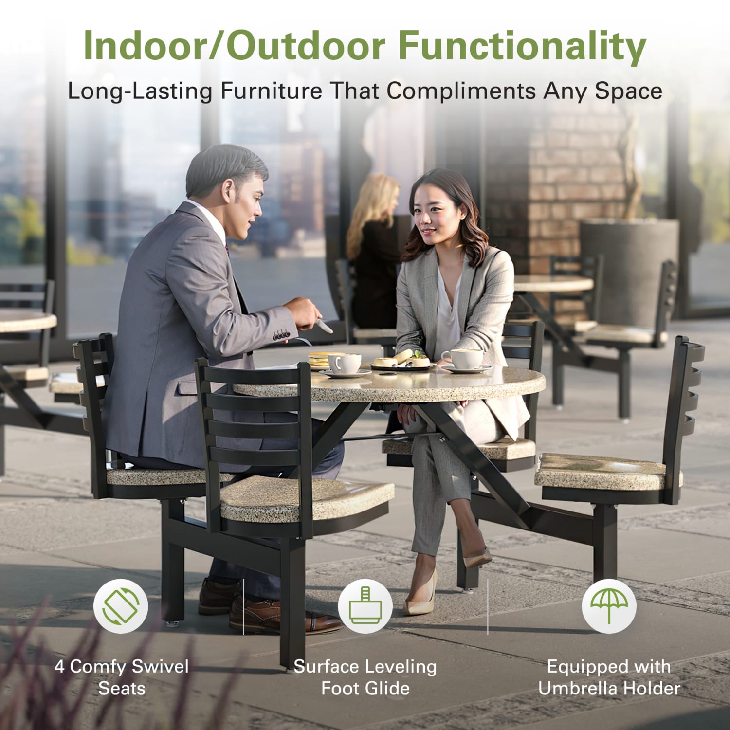 Palmer Hamilton Covey Outdoor Cluster Table With 4 Seats, 29in x 54in, Cappuccino - Image 6