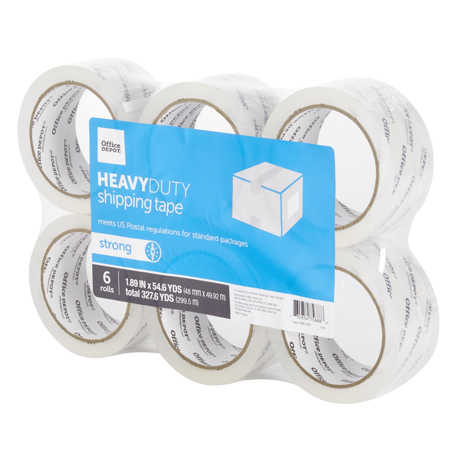 Office Depot Brand Heavy Duty Shipping Packing Tape, 1.89in x 54.6 Yd., Crystal Clear, Pack Of 6 Rolls - Image 4