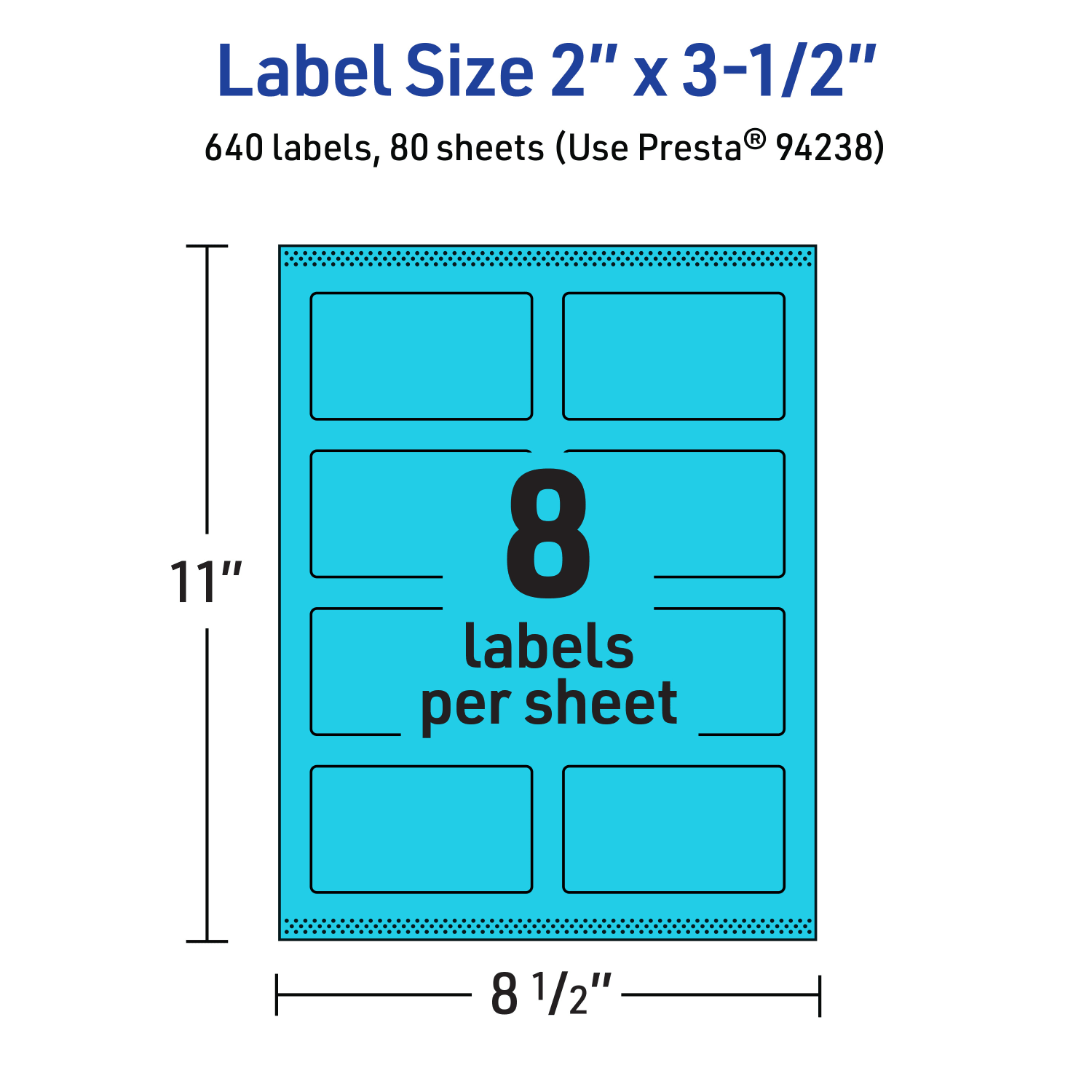 Avery Print-To-The-Edge Labels With Sure Feed Technology And Easy Peel, 94238-BBP80, Rectangle, 2in x 3-1/2in, Matte Bright Blue, Pack of 640 - Image 6