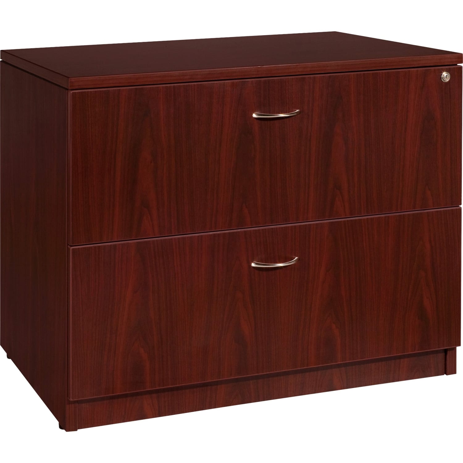 Lorell Essentials 36inW x 22inD Lateral 2-Drawer File Cabinet, Mahogany - Image 6