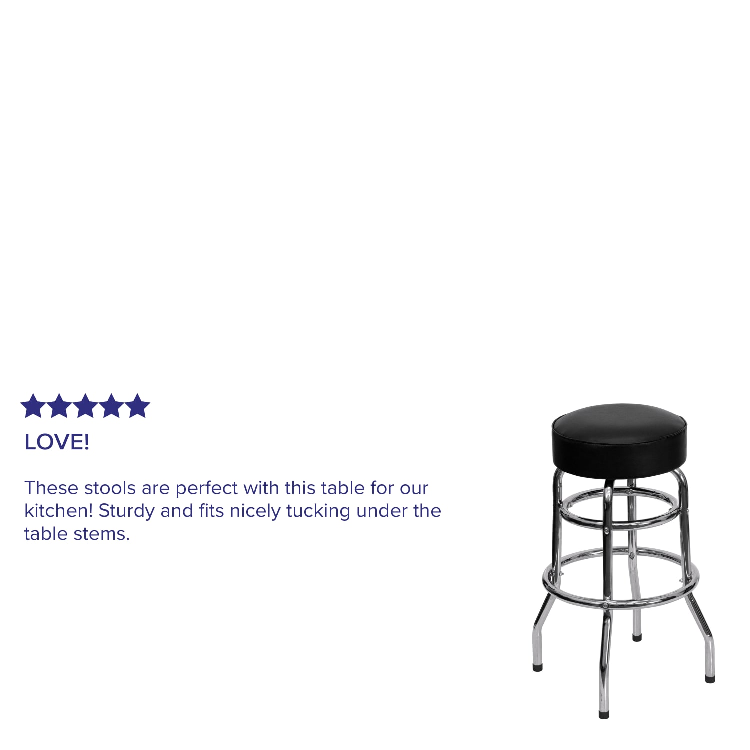 Flash Furniture Double Ring Bar Stool, Black/Chrome - Image 5