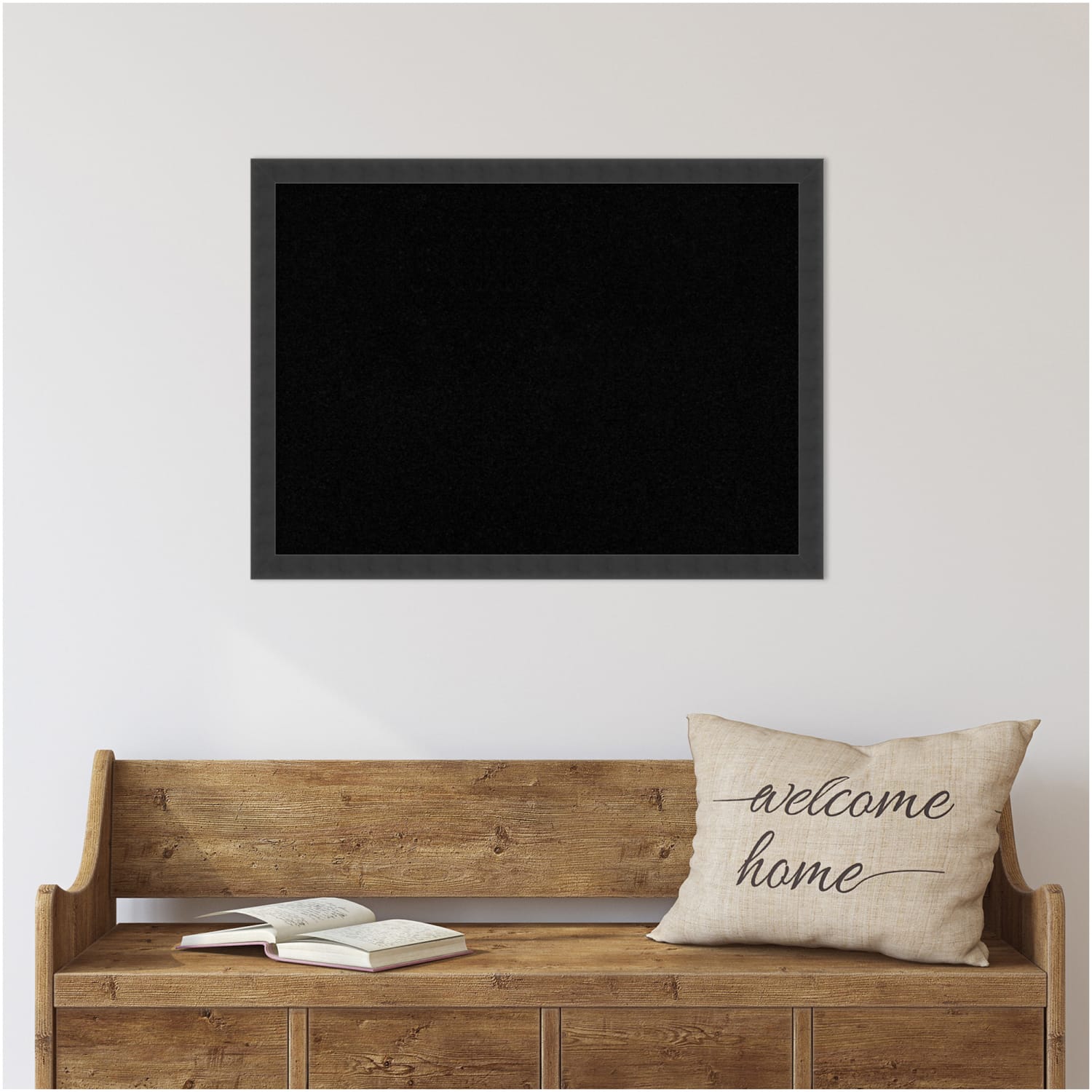 Amanti Art Cork Bulletin Board, 30in x 22in, Black, Mezzanotte Black Wood Frame - Image 3