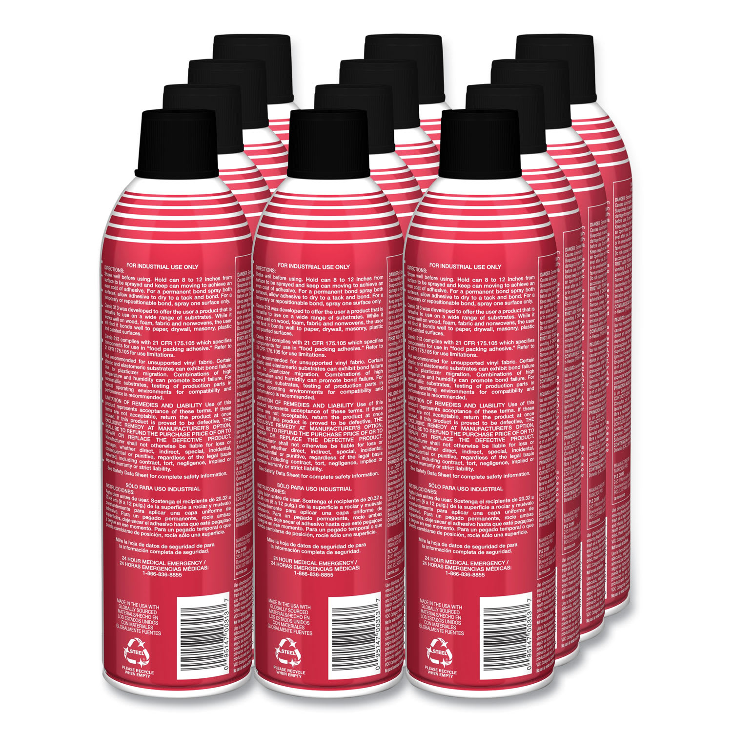 Camie 313 Fast Tack Upholstery Adhesive, 12 oz Aerosol Spray, Dries Clear, Dozen - Image 3