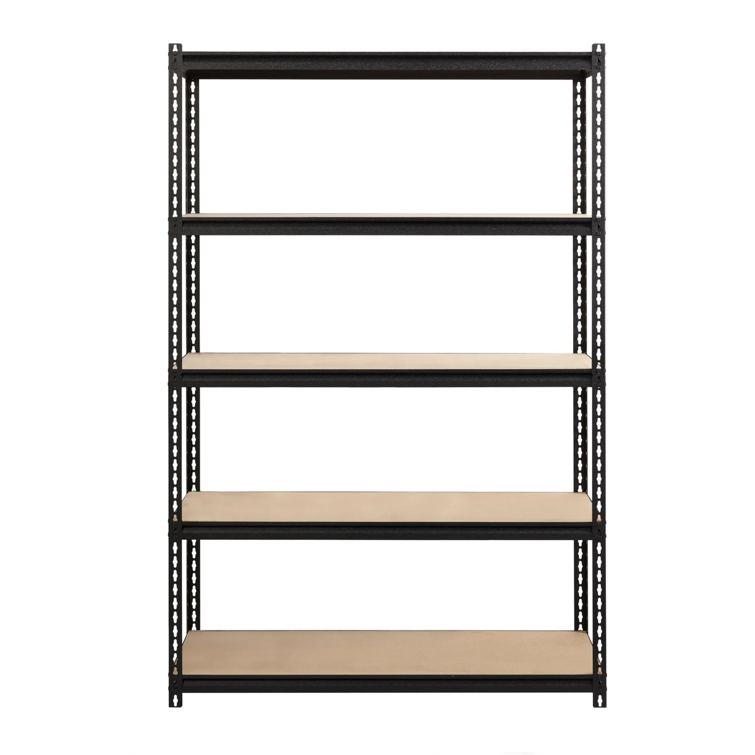 Lorell Iron Horse 2300 lb Capacity Riveted Shelving - 5 Shelf(ves) - 72in Height x 48in Width x 18in Depth - 30% Recycled - Black - Steel, Particleboard - 1 Each - Image 3