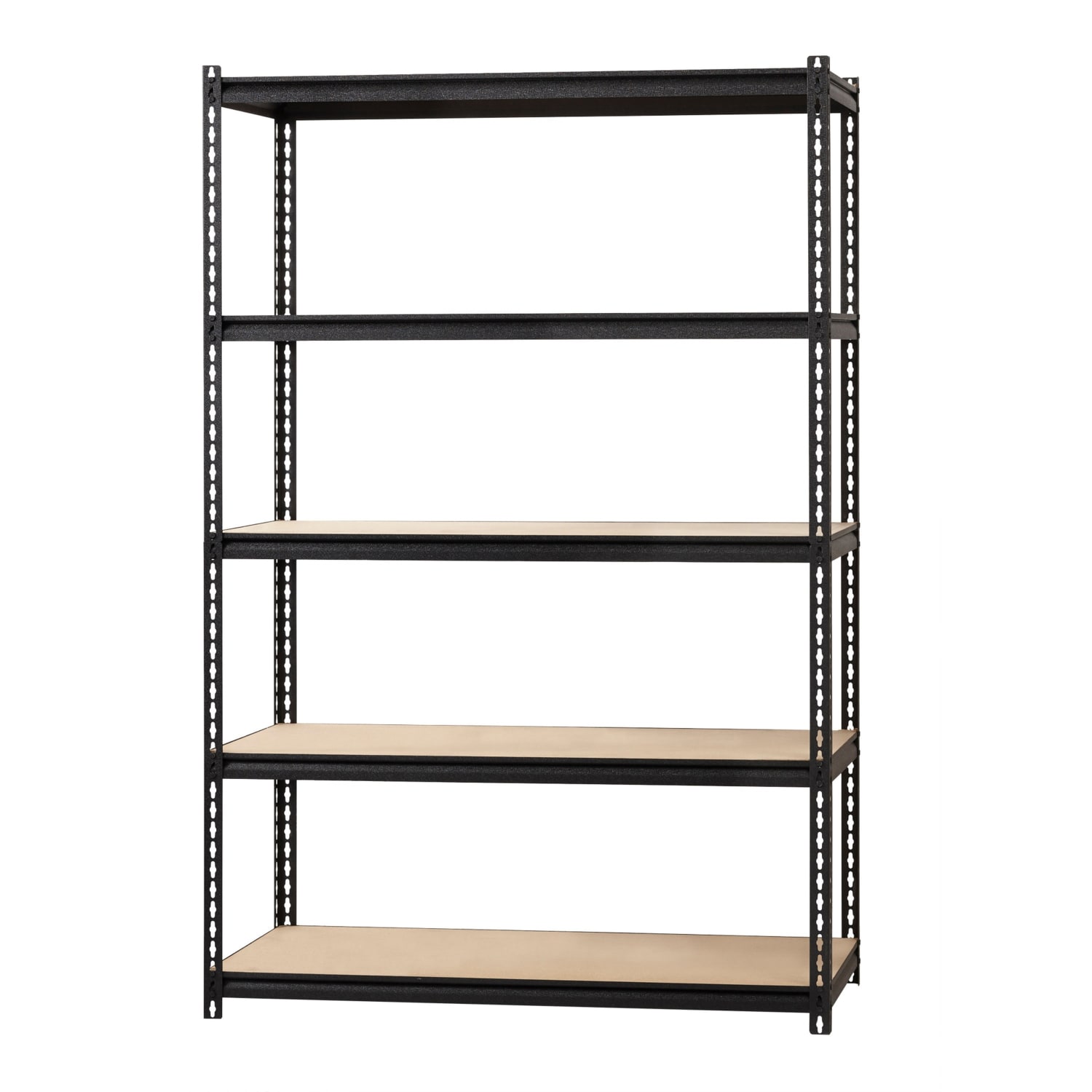 Lorell Iron Horse 2300 lb Capacity Riveted Shelving - 5 Shelf(ves) - 72in Height x 48in Width x 18in Depth - 30% Recycled - Black - Steel, Particleboard - 1 Each - Image 4
