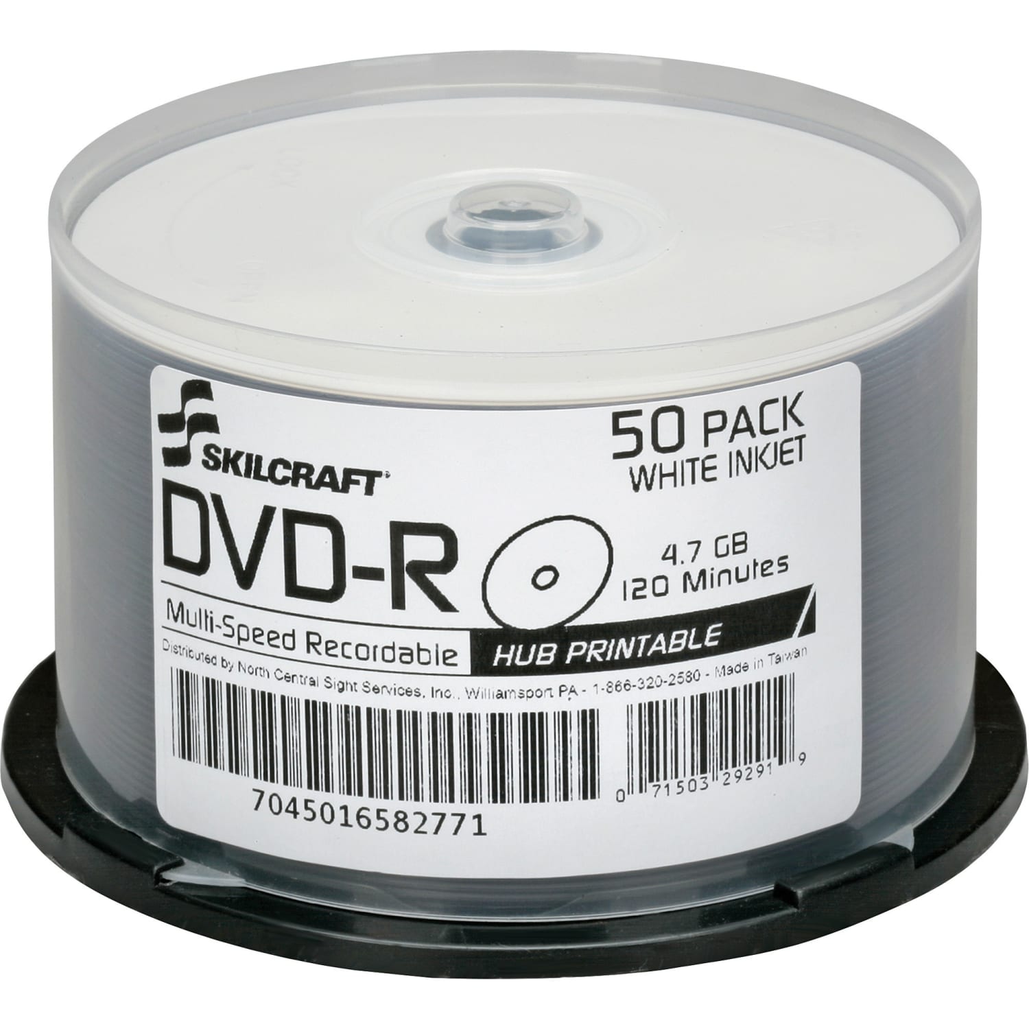 SKILCRAFT Inkjet Printable DVD-R Recordable Media With Spindle, 4.70 GB/120 Minutes, Pack Of 50 Pack - Image 3