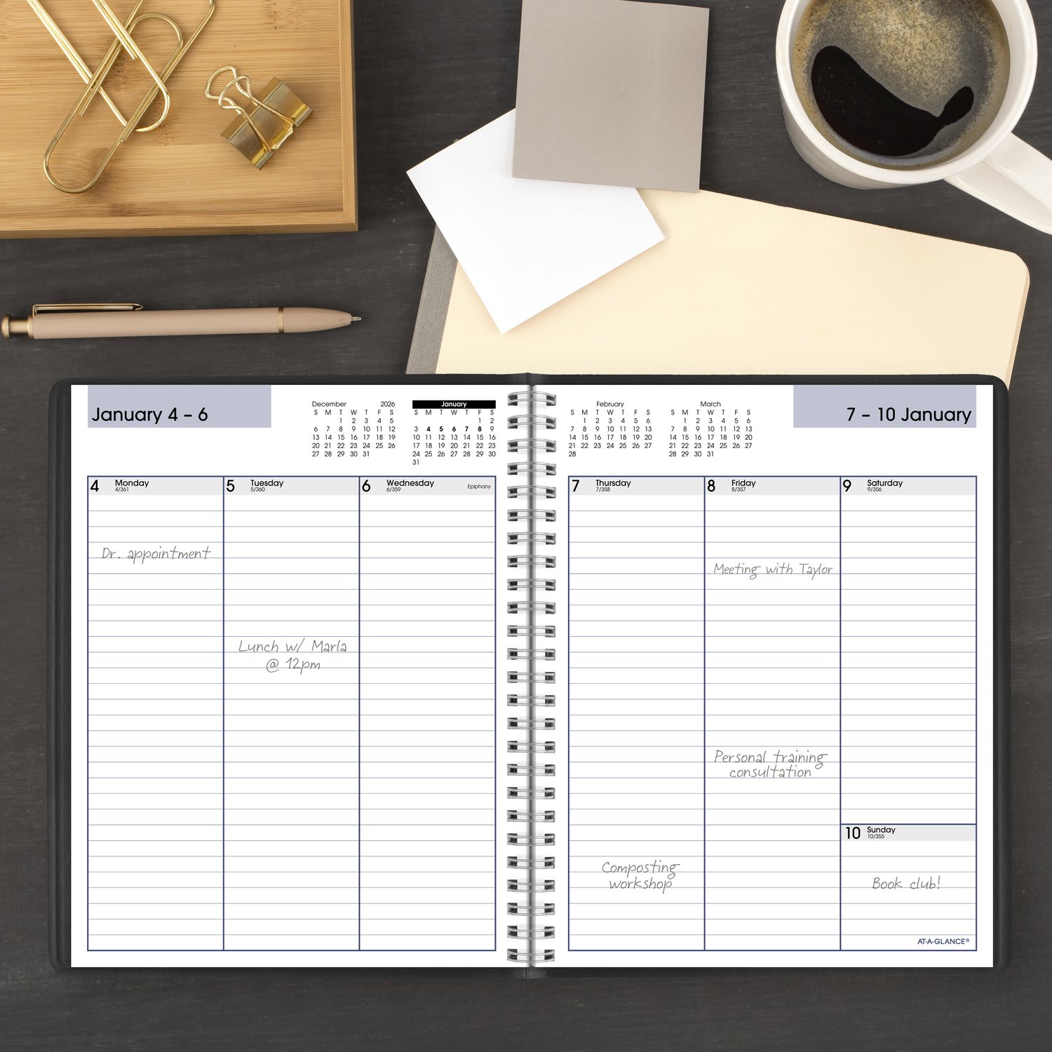 AT-A-GLANCE DayMinder 2027 Column Style Weekly Planner, Black, Medium, 7in x 8 3/4in - Image 3