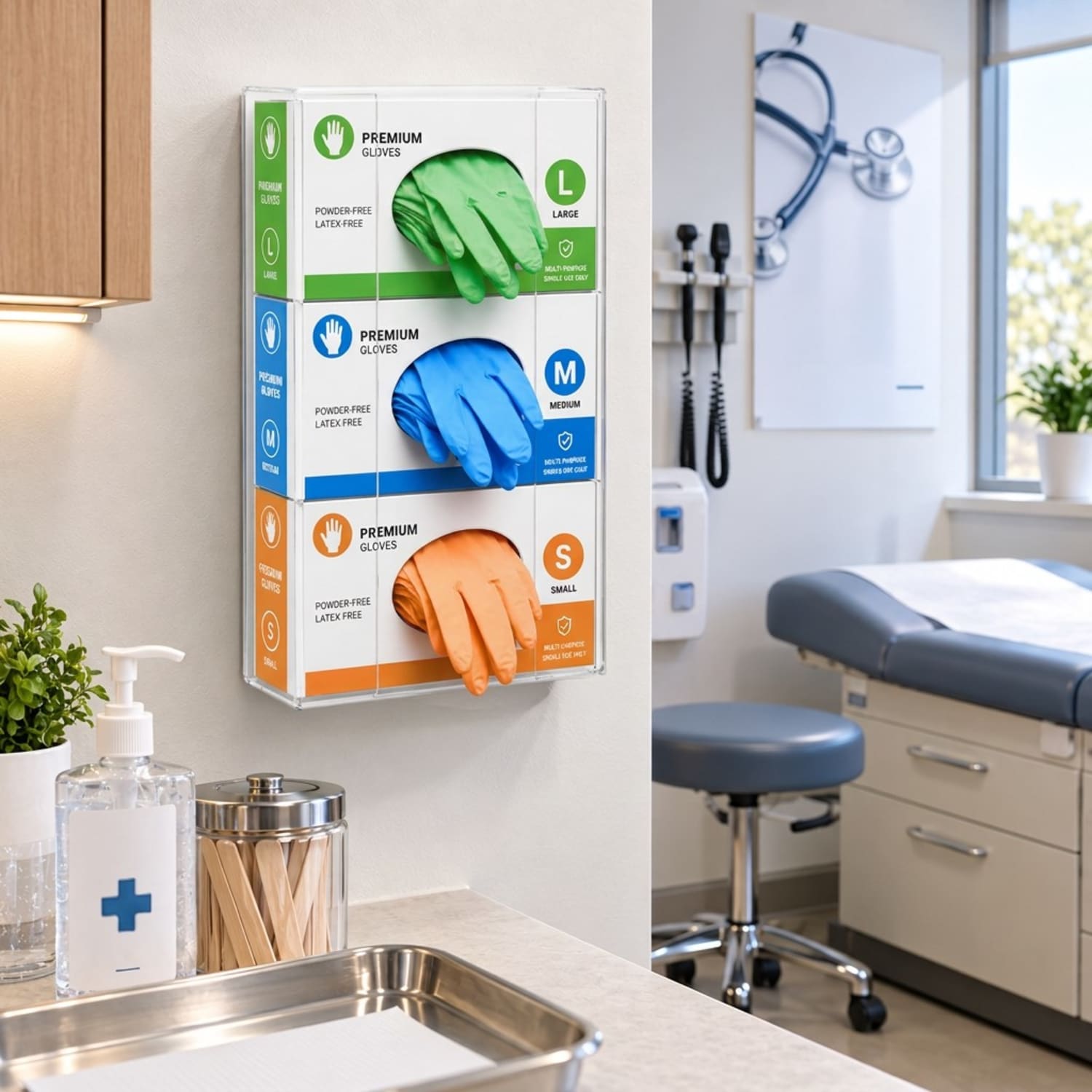 Azar Displays 3-Box Acrylic Glove Dispenser Holder, 16inH x 10-1/4inW x 3-5/8inD, Clear - Image 3