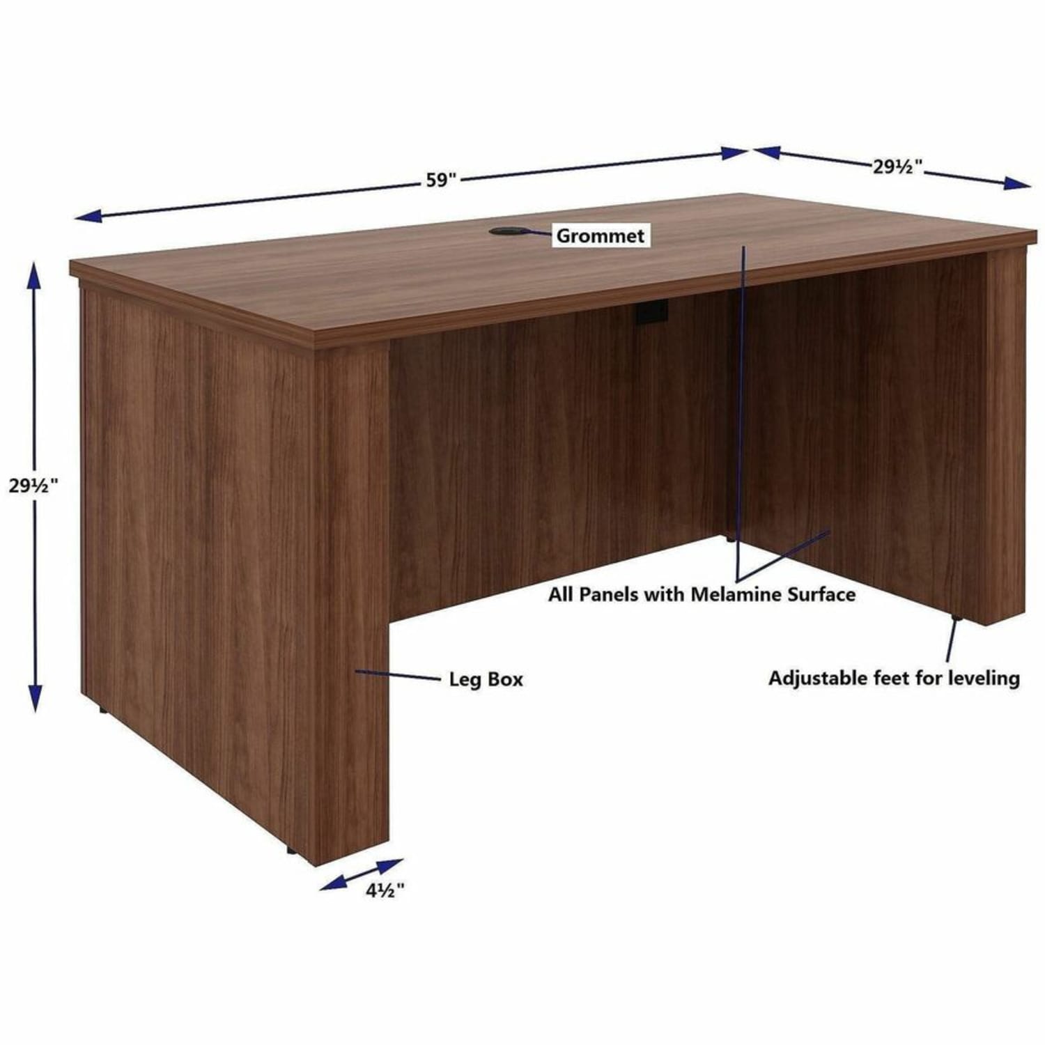 Lorell Essentials 60in Sit-to-Stand Desk Shell, 49inH x 60inW x 29inD, 1in Thick Top, Walnut - Image 5