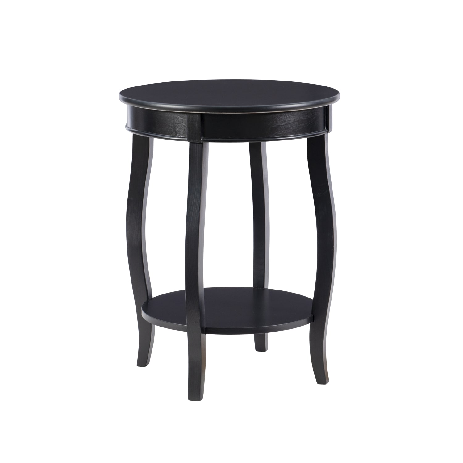 Powell Nora Round Side Table With Shelf, 24inH x 18inDia., Black