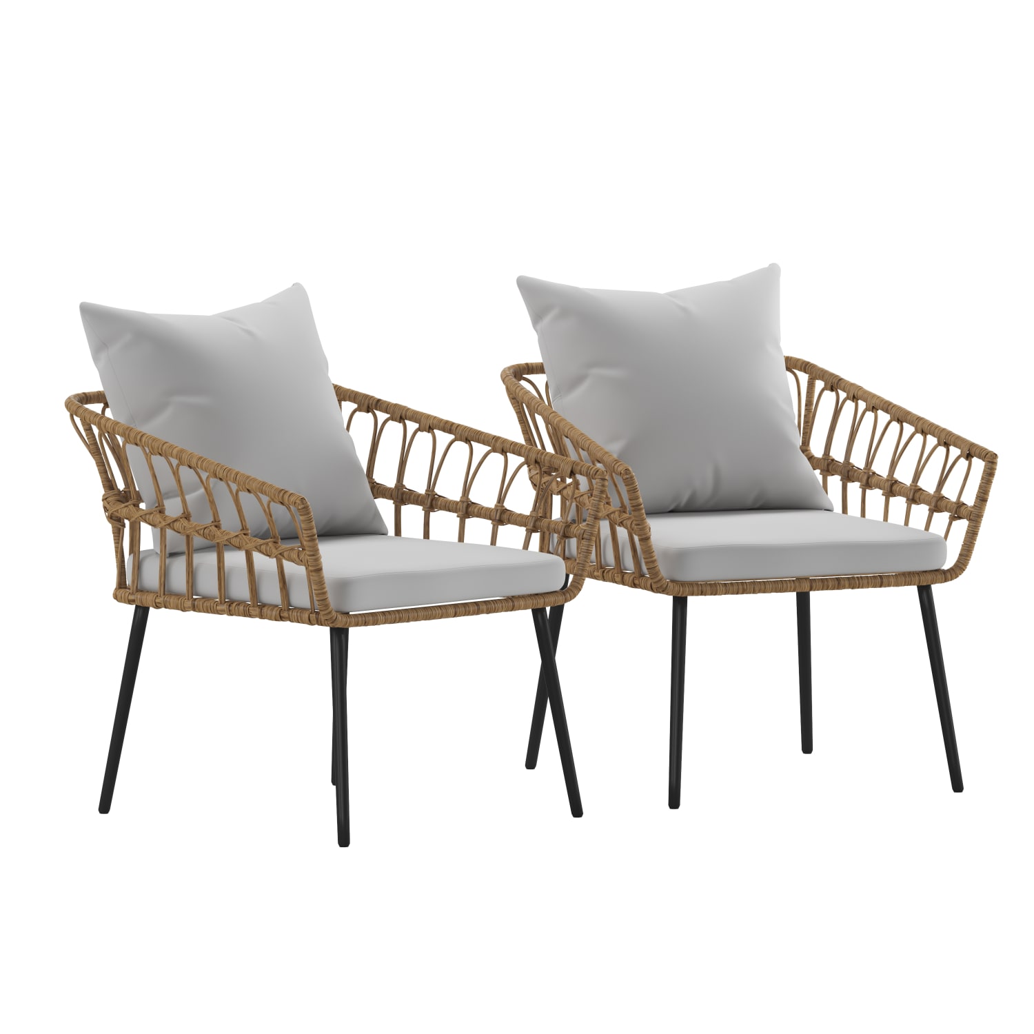 Flash Furniture Evin Wicker All-Weather Outdoor Furniture Patio Chairs, Gray/Natural, Set Of 2 Chairs - Image 4