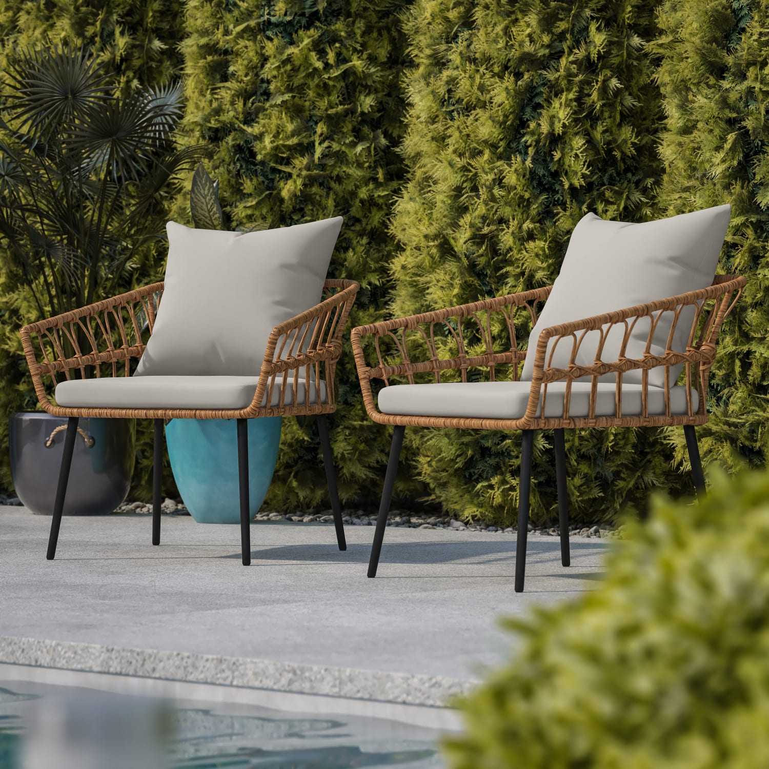 Flash Furniture Evin Wicker AllWeather Outdoor Furniture Patio Chairs GrayNatural Set Of 2 Chairs PopularChairscom Flash Furniture Evin Wicker All Weather Outdoor Furniture Patio Chairs GrayNatural Set Of 2 Chairs PopularChairscom