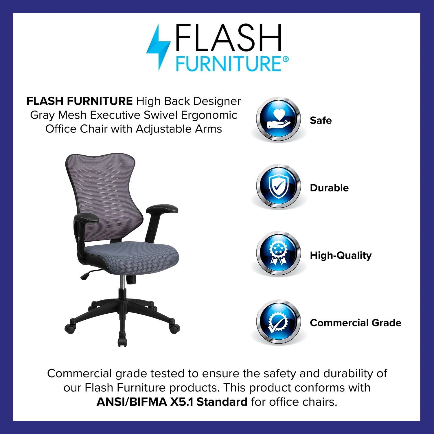 Flash Furniture Designer Ergonomic Mesh High Back Swivel Chair GrayBlack PopularChairscom