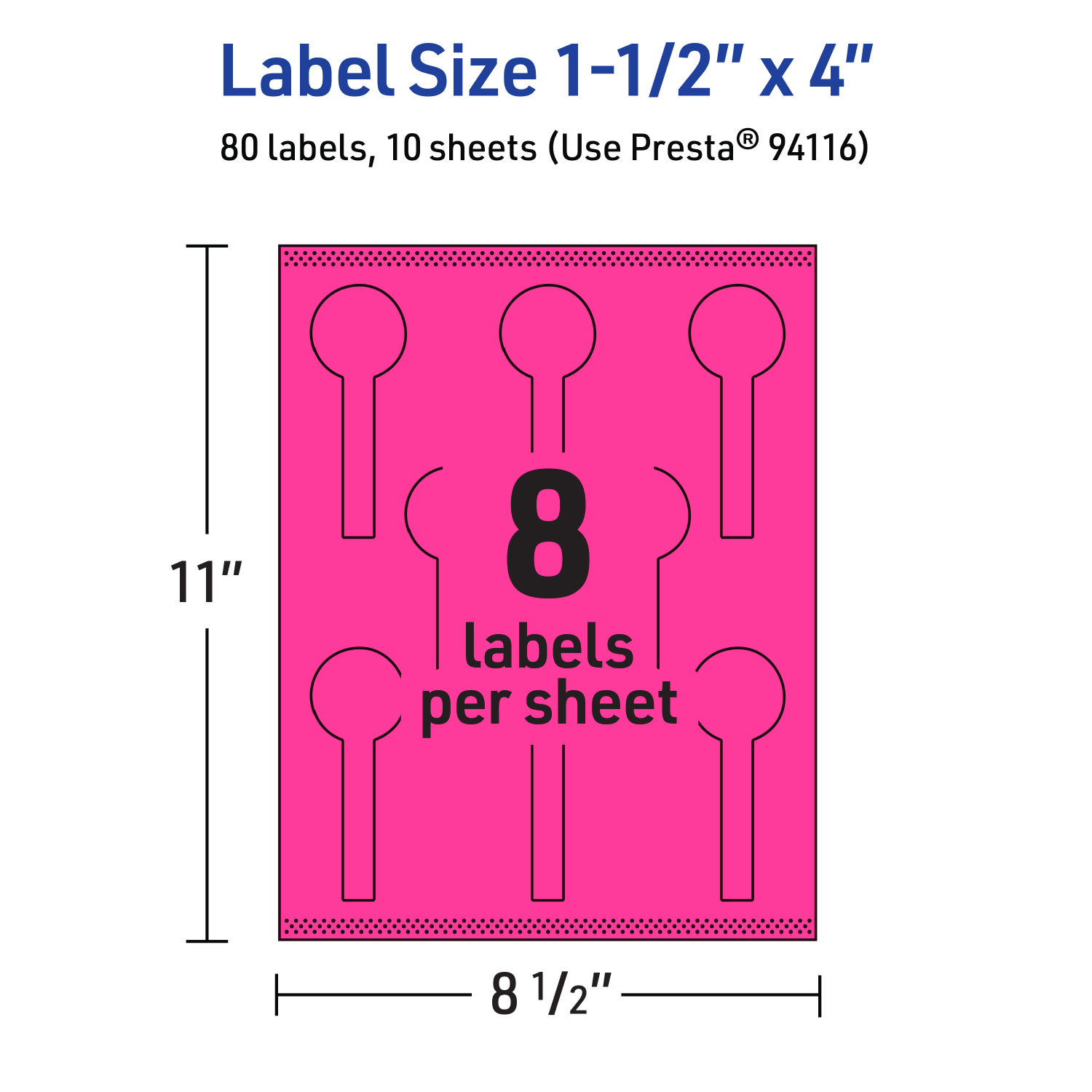 Avery Print-To-The-Edge Labels With Sure Feed Technology, 94116-NMP10, Lollipop, 1-1/2in x 4in, Matte Neon Magenta, Pack of 80 - Image 6
