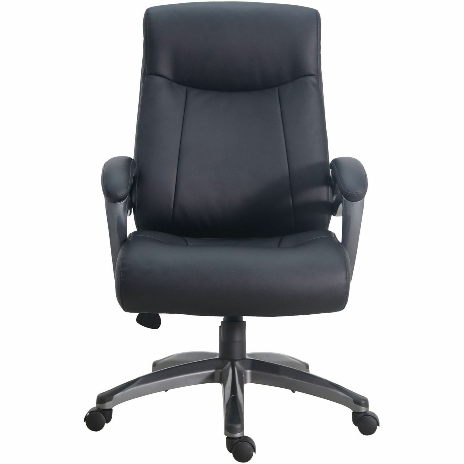 Lorell Ergonomic Bonded Leather High Back Chair BlackGun Metal PopularChairscom