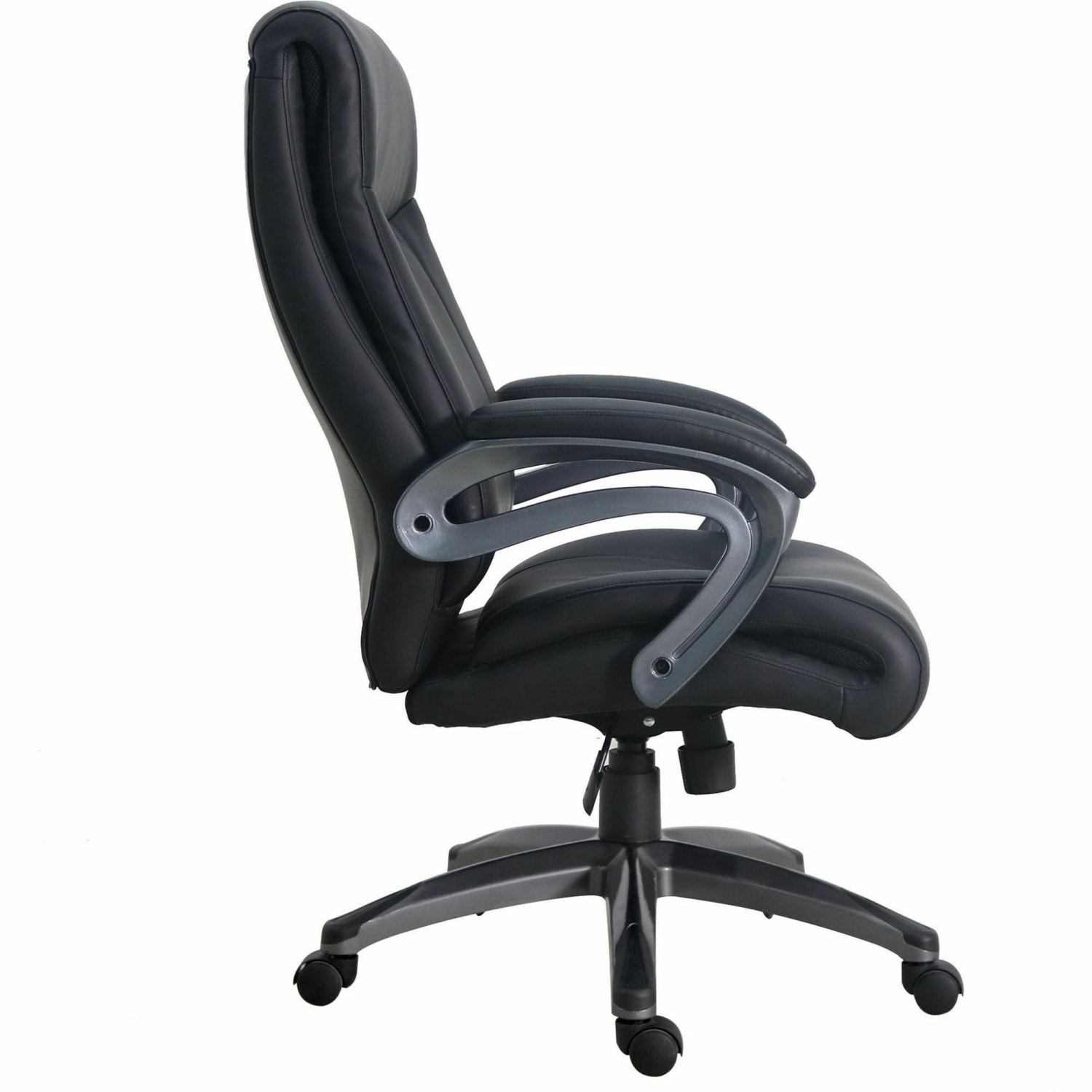Lorell Ergonomic Bonded Leather High Back Chair BlackGun Metal PopularChairscom