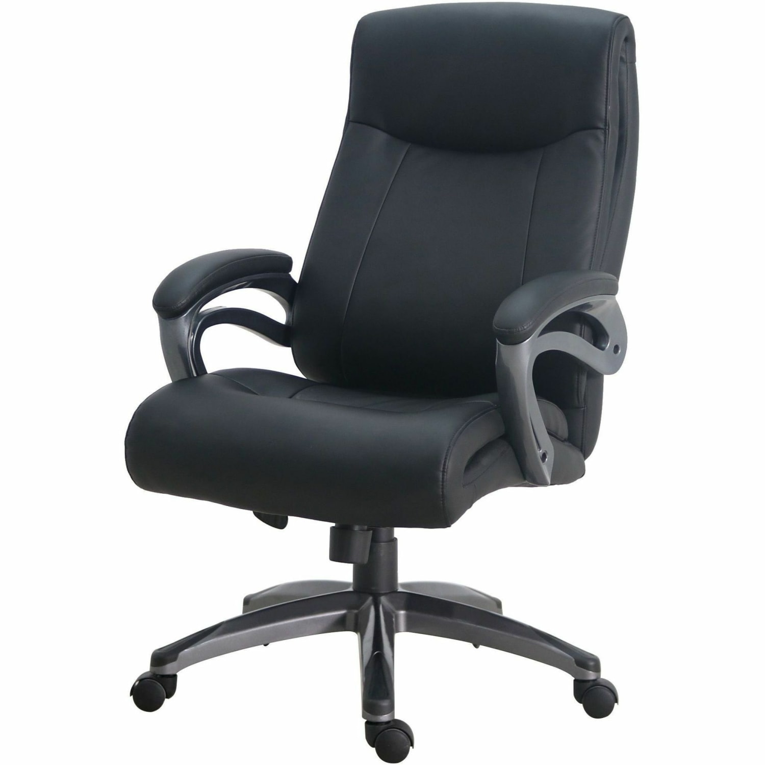 Lorell Ergonomic Bonded Leather High Back Chair BlackGun Metal PopularChairscom