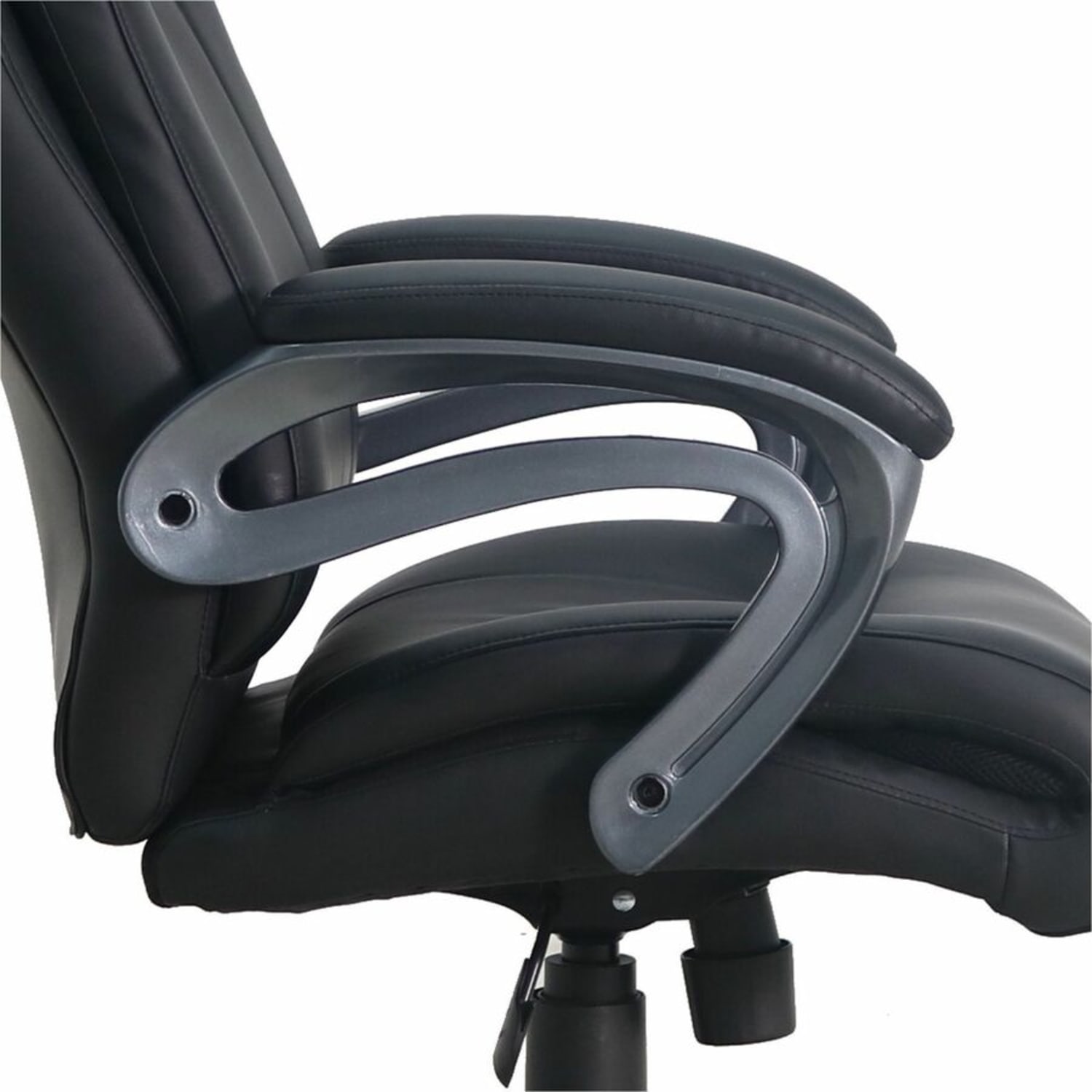 Lorell Ergonomic Bonded Leather High Back Chair BlackGun Metal PopularChairscom