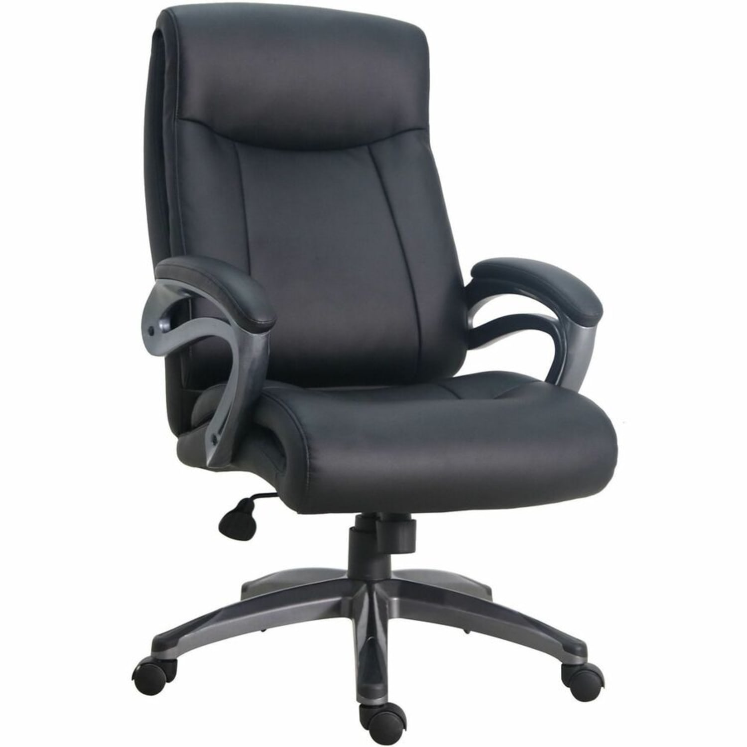 Lorell Ergonomic Bonded Leather High Back Chair BlackGun Metal PopularChairscom